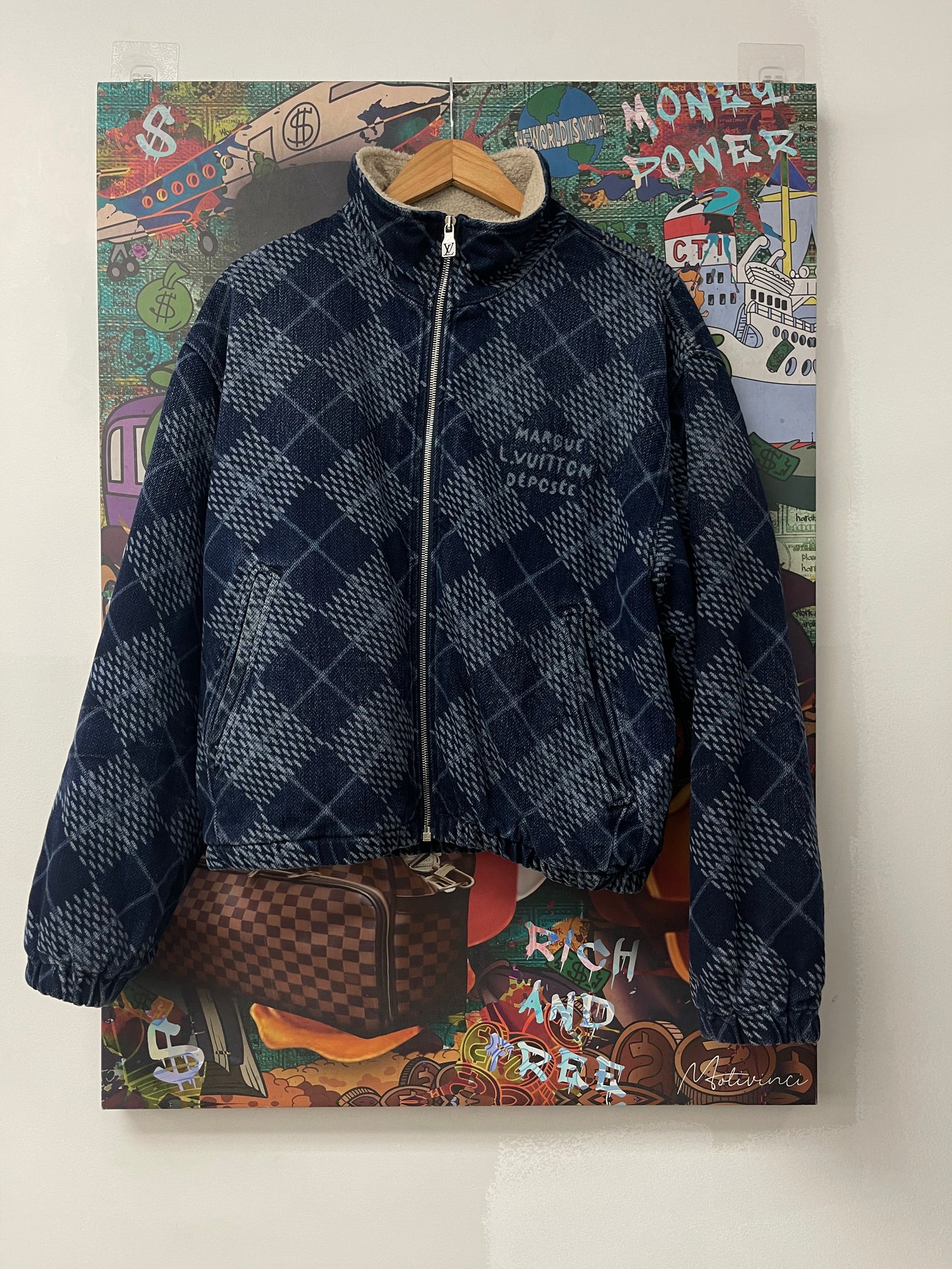 LV Marque Denim Sherpa Jacket Used 44 (Medium)