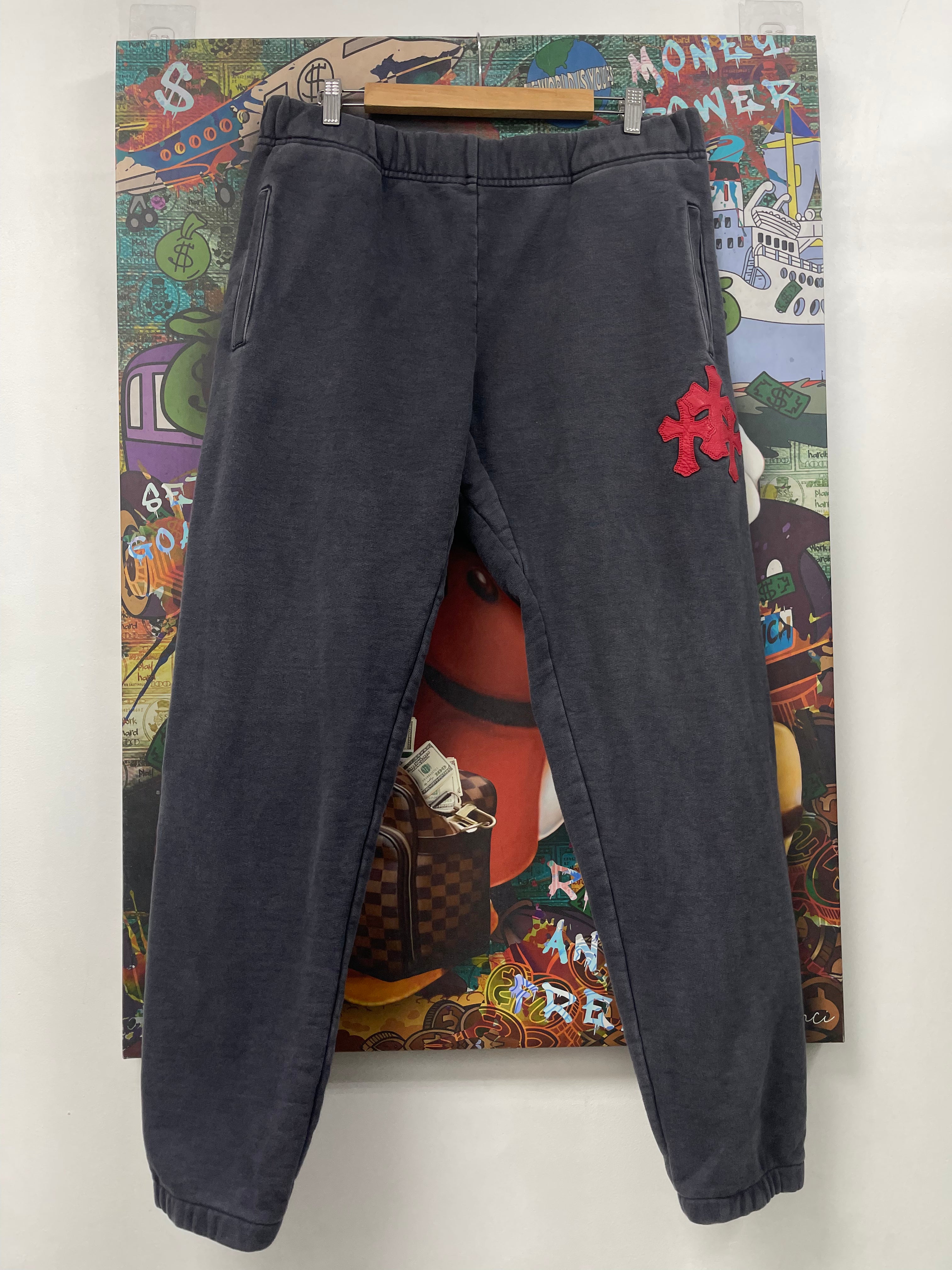 Chrome Hearts Navy Red Paperjam Cross Patch Sweats