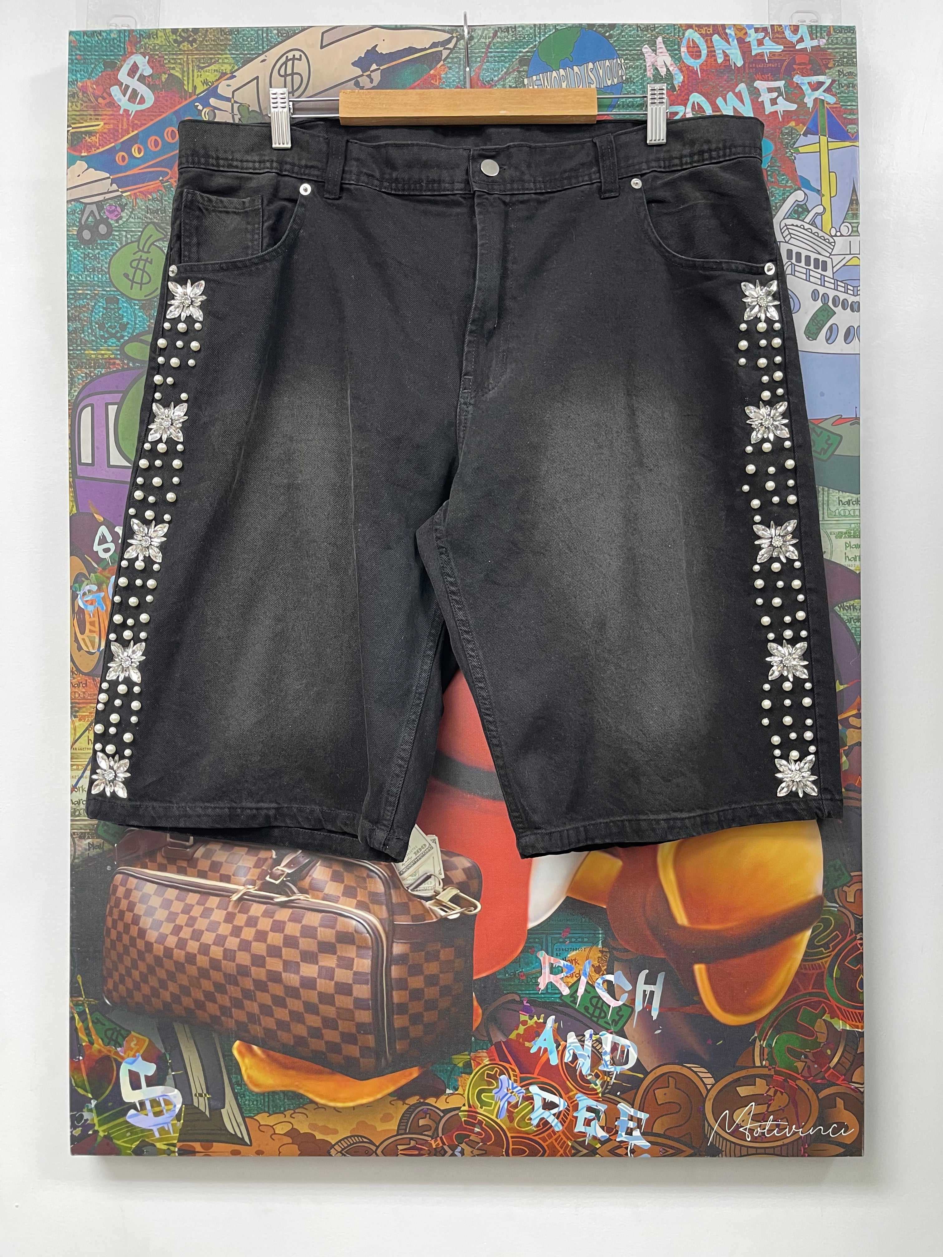 Fraternal Desires Black Wash Pearl Jean Shorts