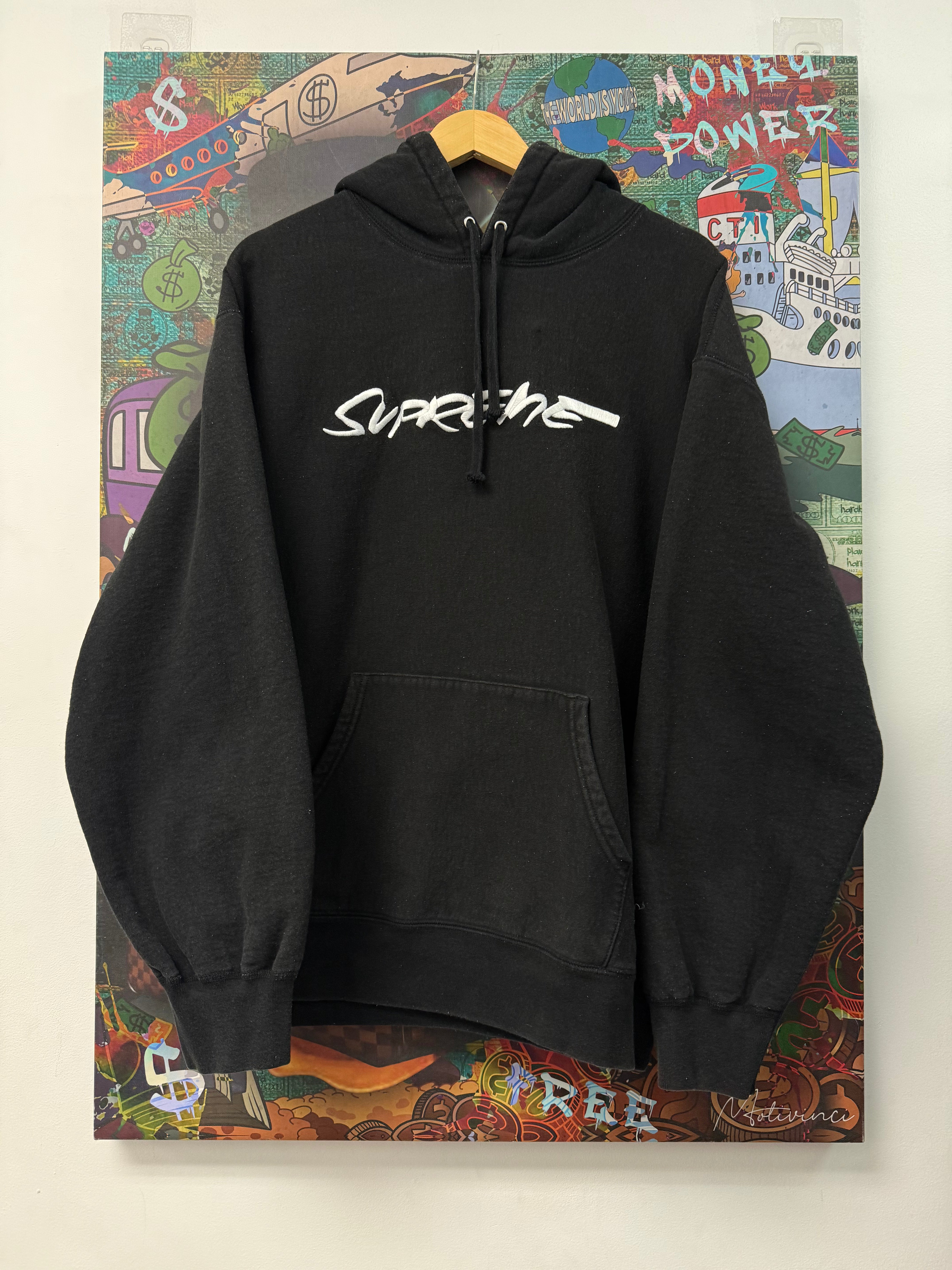 Supreme Black White Futura Hoodie
