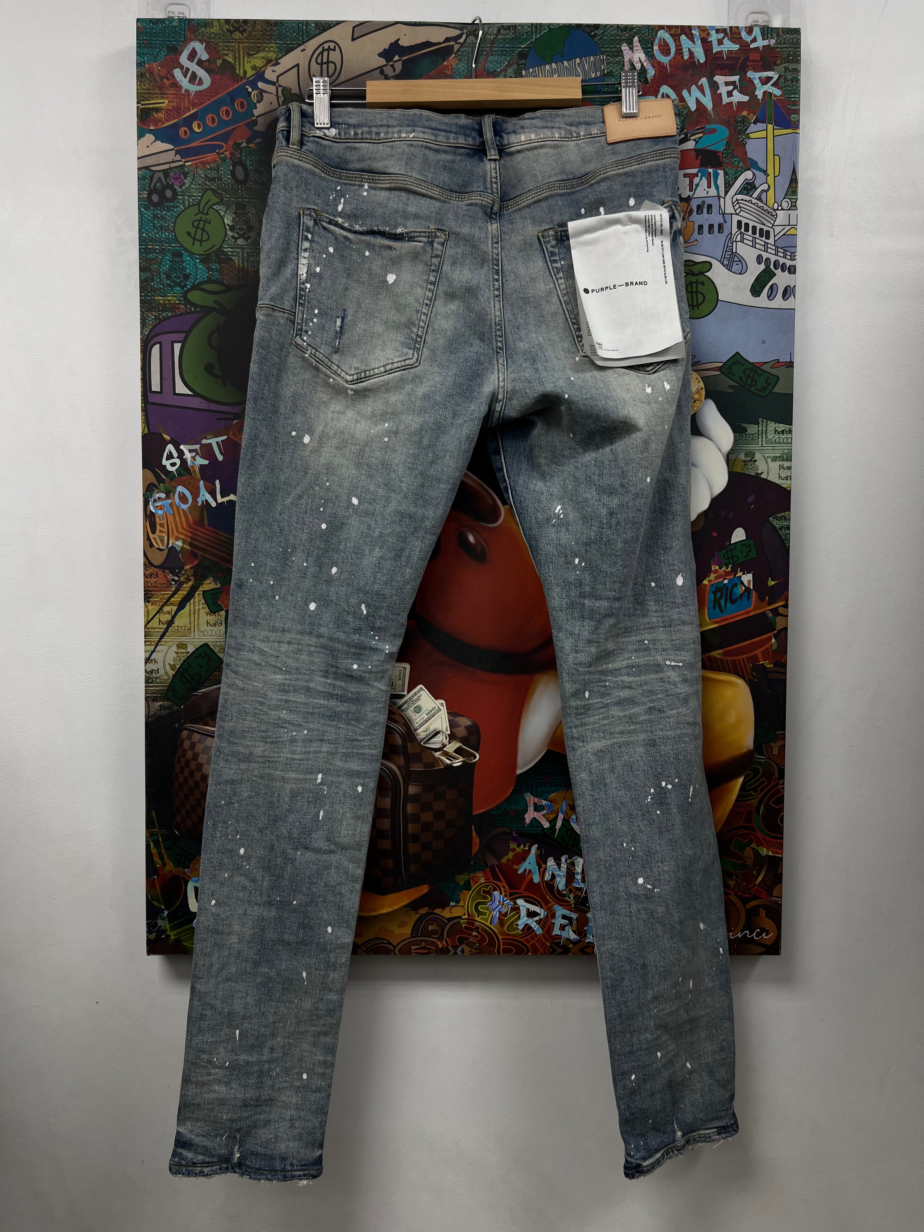 Purple Brand Light Wash White Splatter Jeans