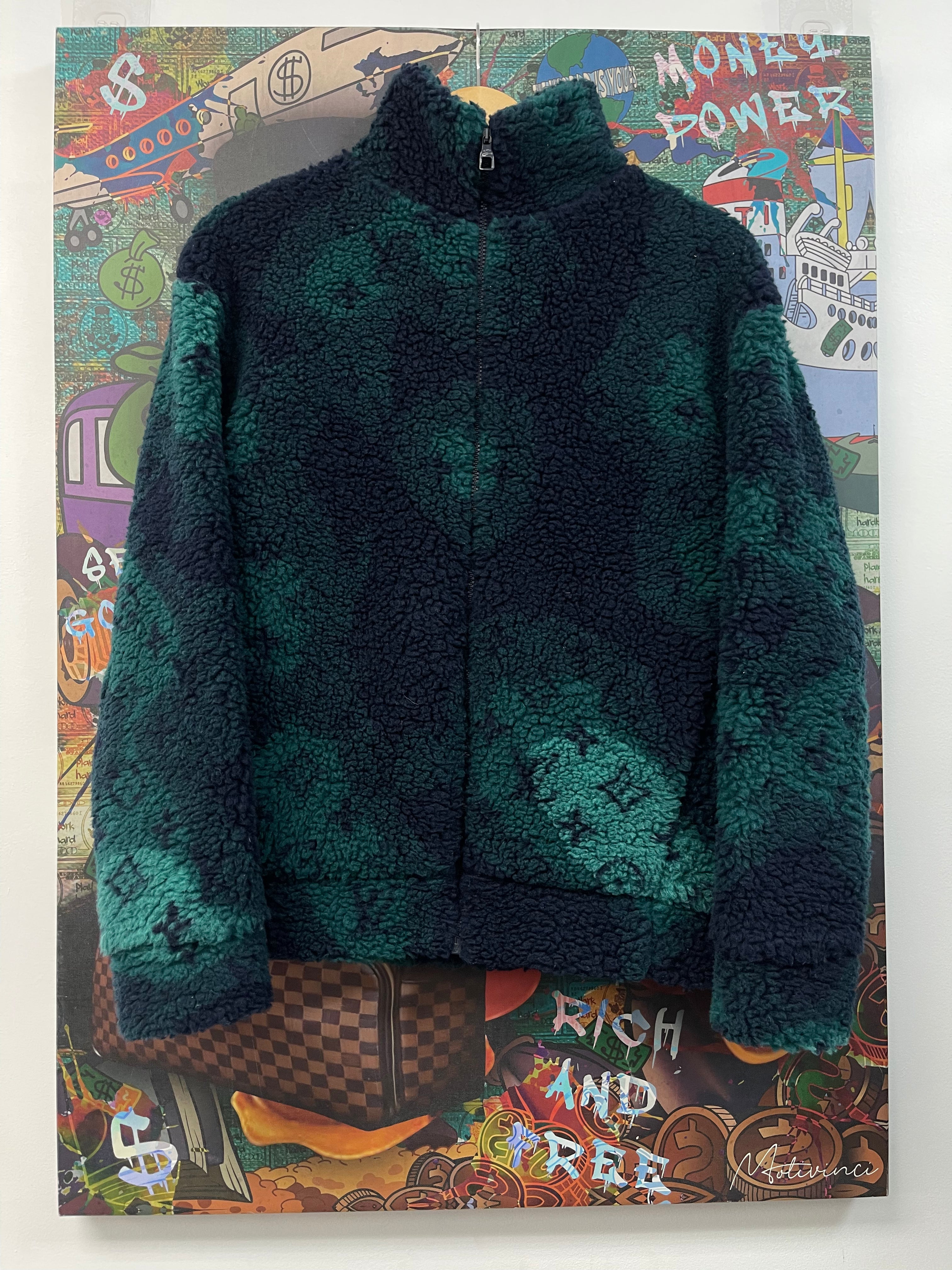 Louis Vuitton Navy Green Aqua Mono Fleece Jacket