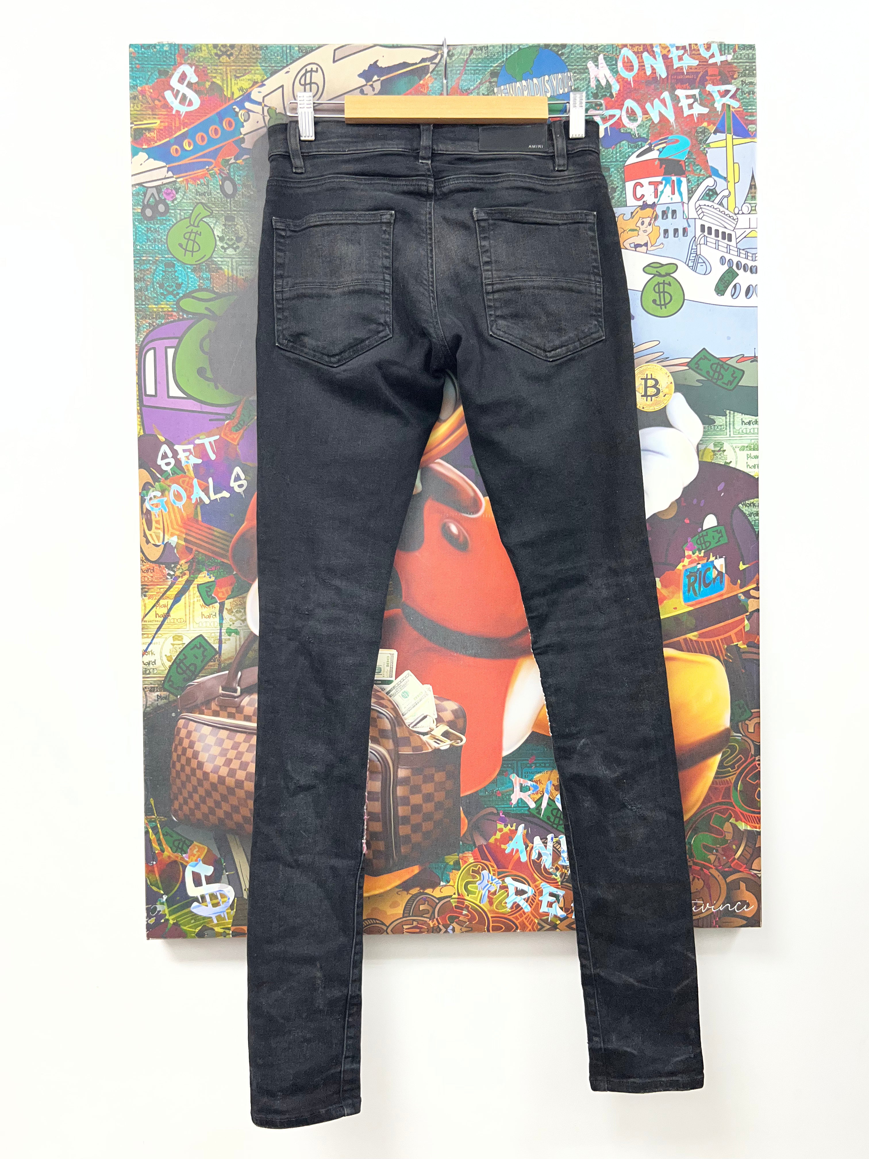 Amiri Black Wash Multi Art Patchwork Jeans