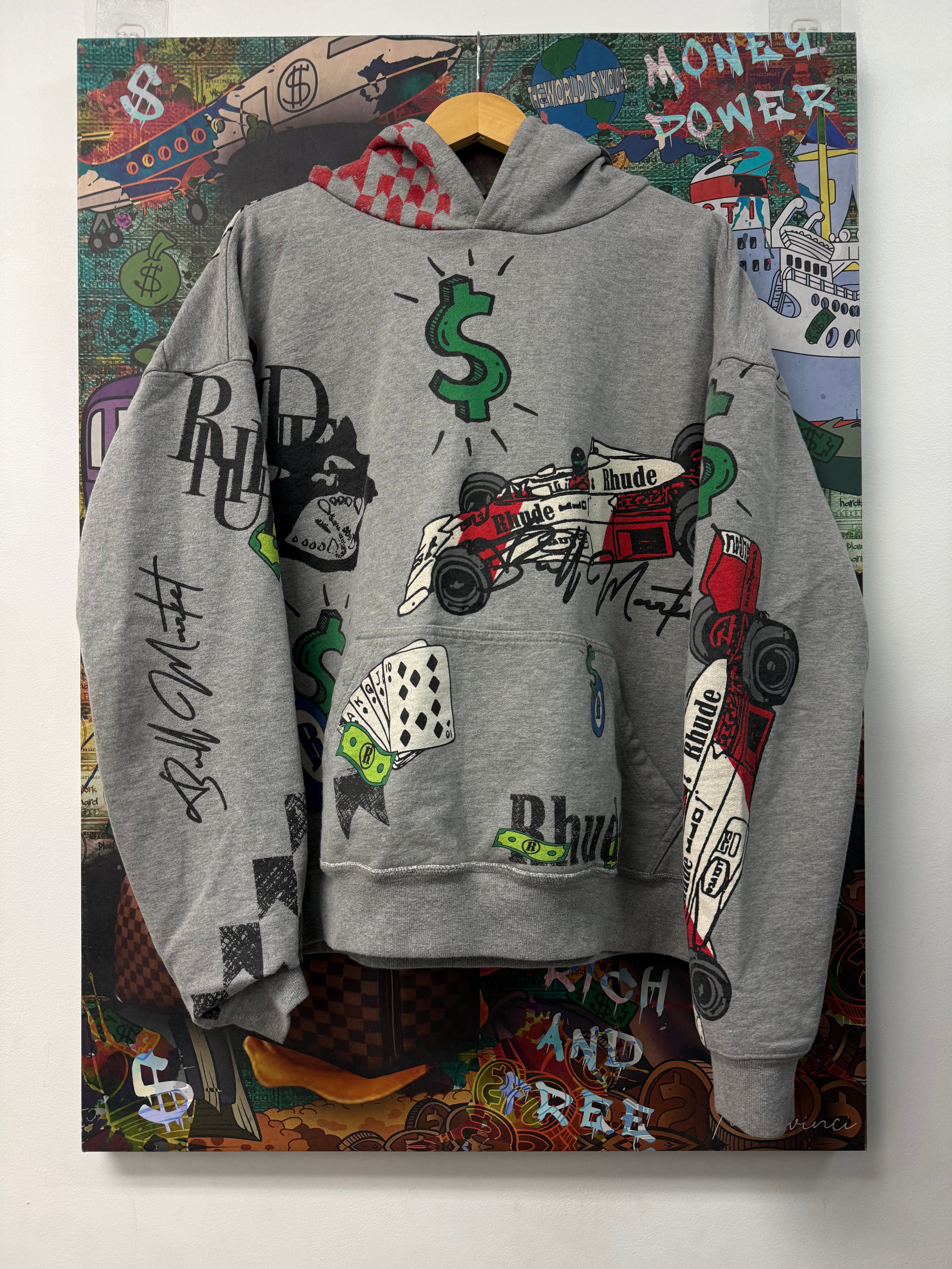 Rhude Grey All Over Gambler Hoodie