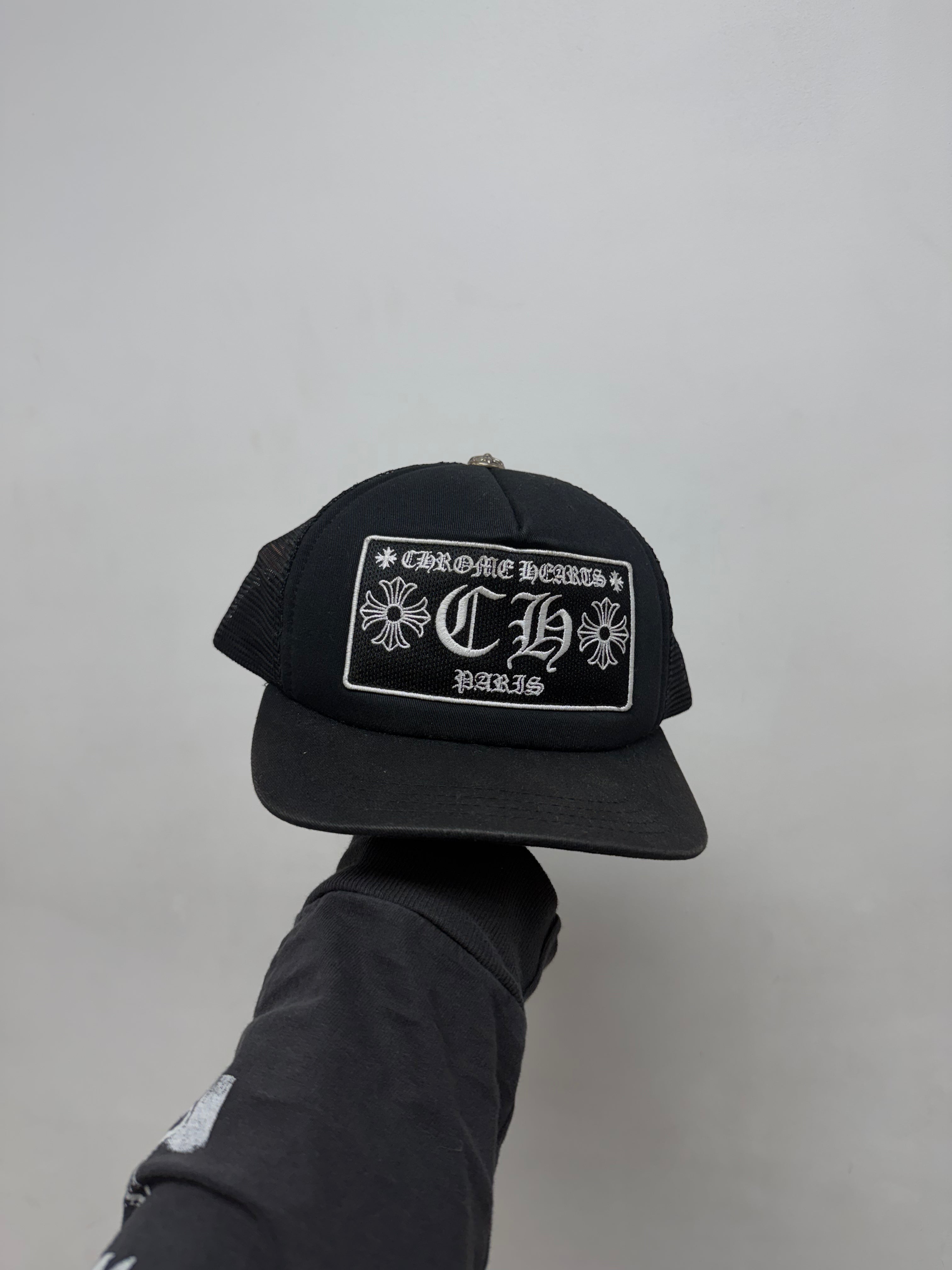 Chrome Hearts Black CH Paris Trucker Hat
