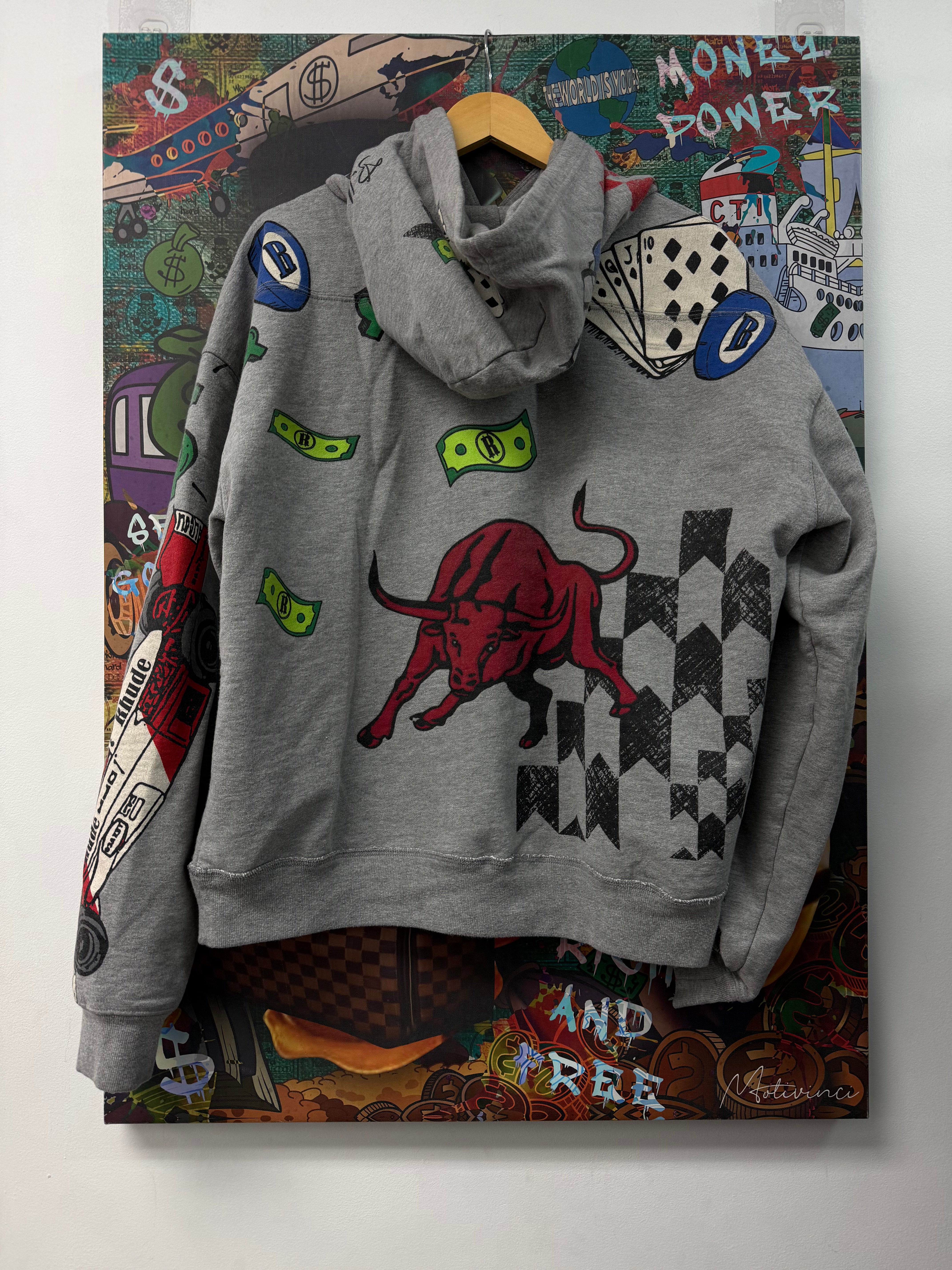 Rhude Grey All Over Gambler Hoodie