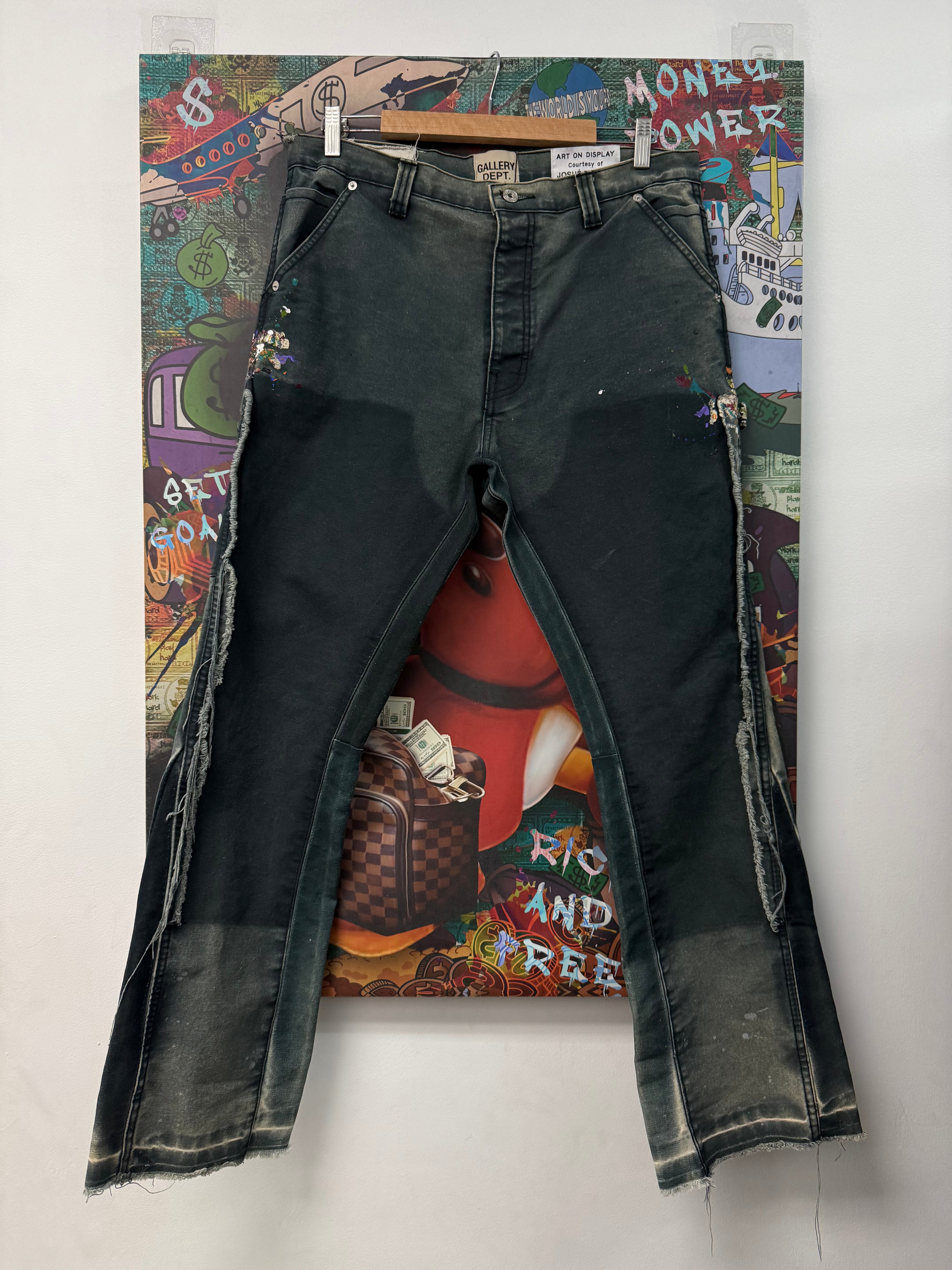 Gallery Dept Green Splatter Flared jeans