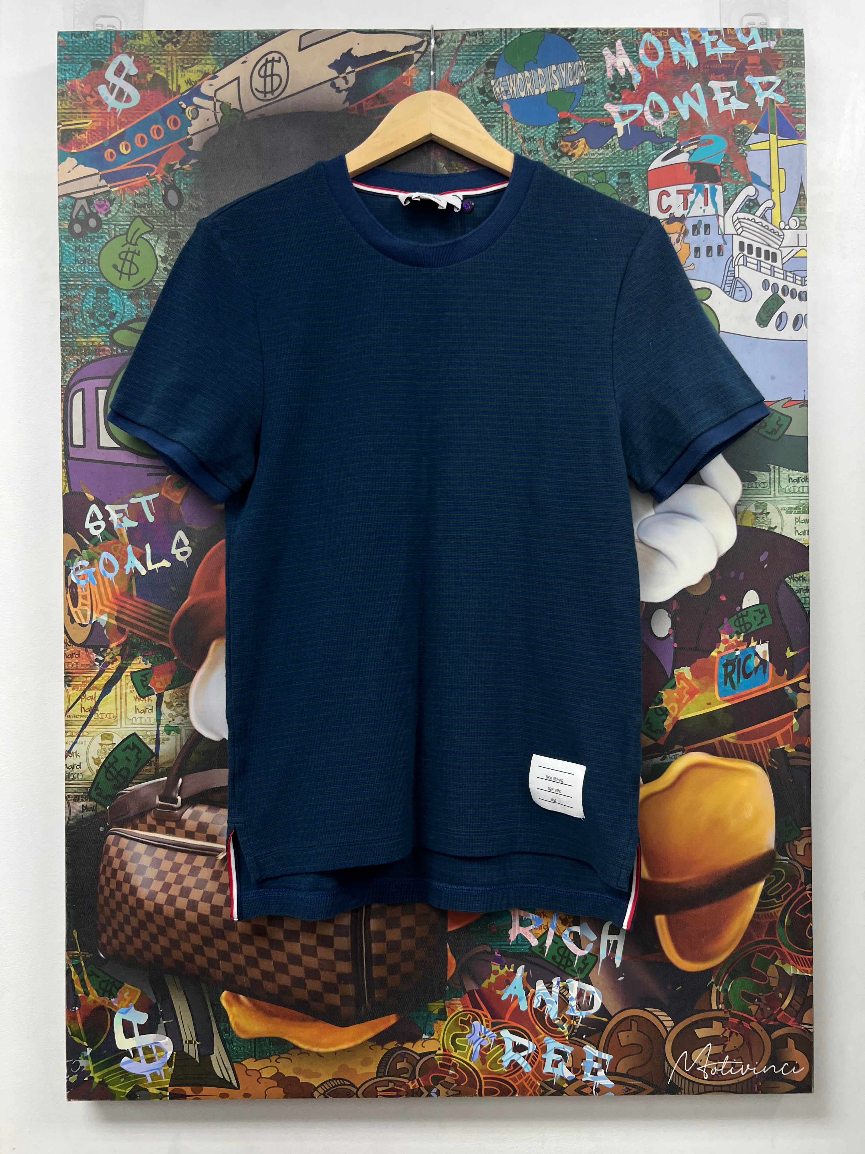 Thom Browne Blue Green Striped (Minor Stains) Tee