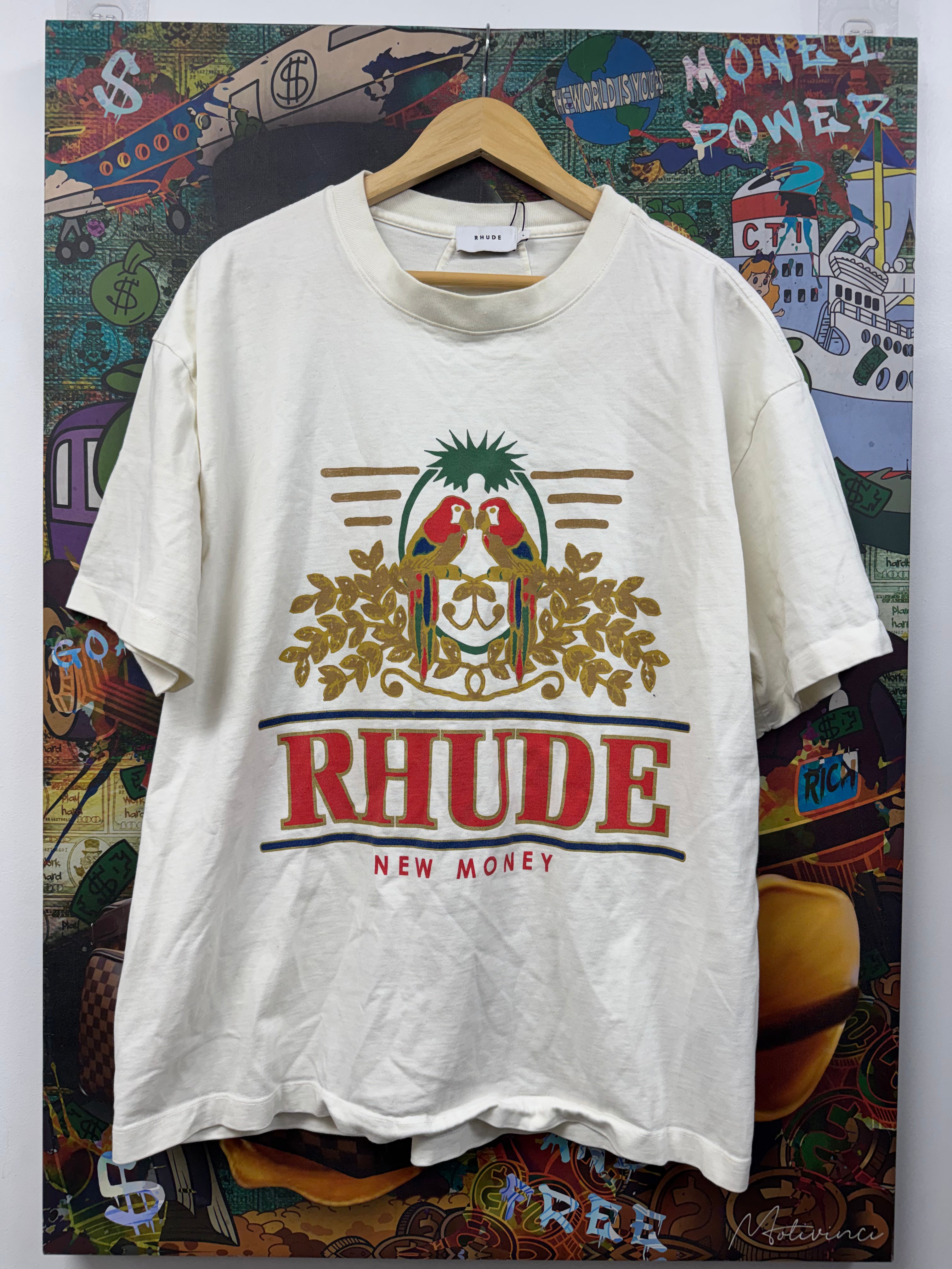 Rhude White New Money Tee