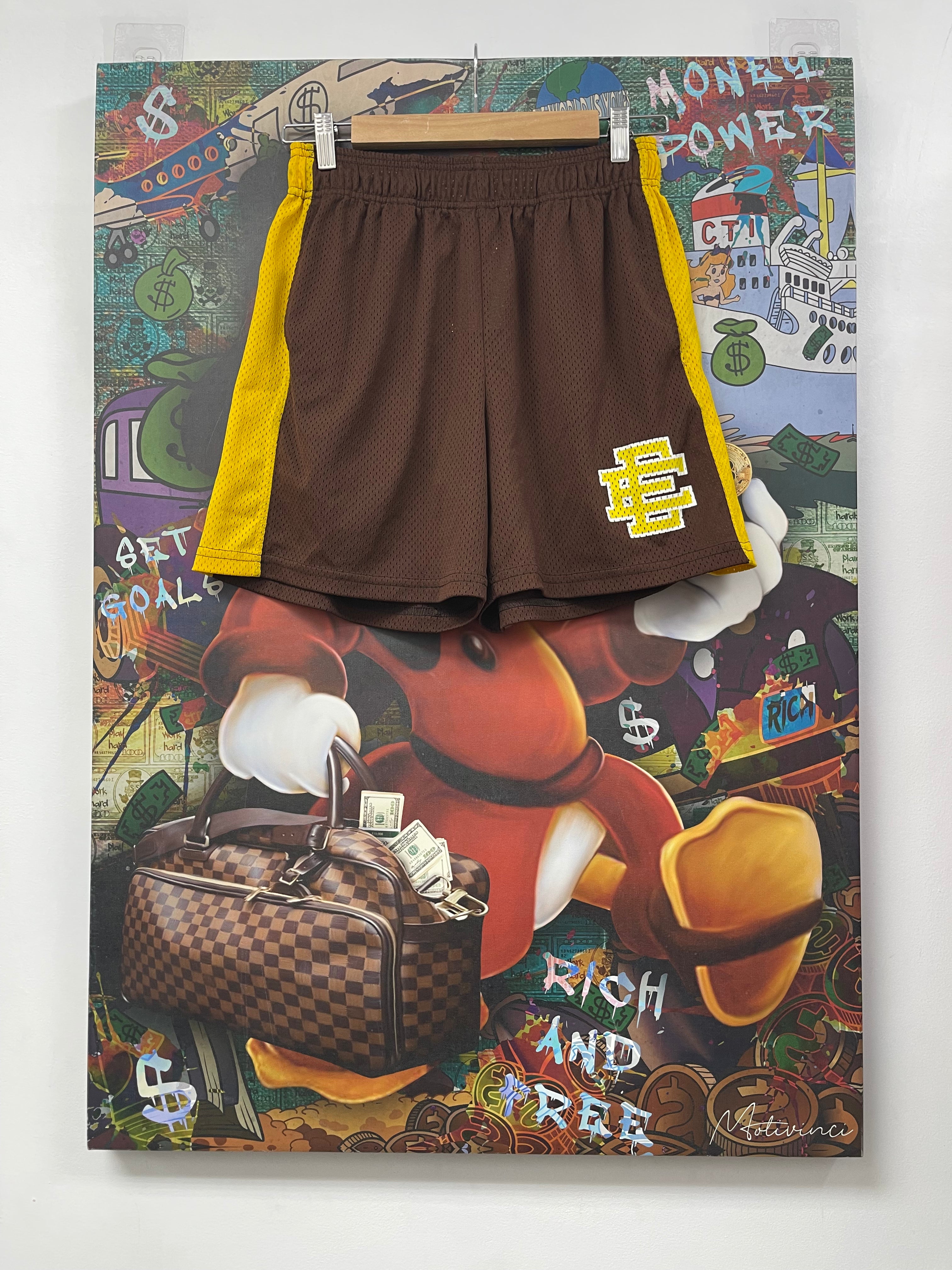 Eric Emanuel Brown Yellow Stripe Shorts
