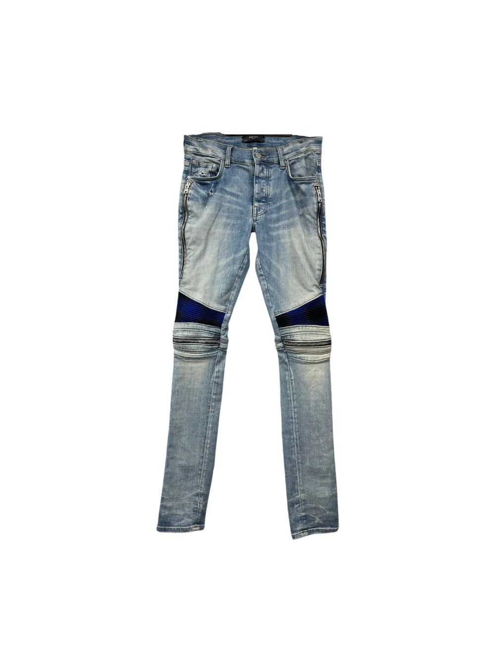 Amiri "MX2" Plaid Patch Light Wash, Blue & Black Jeans