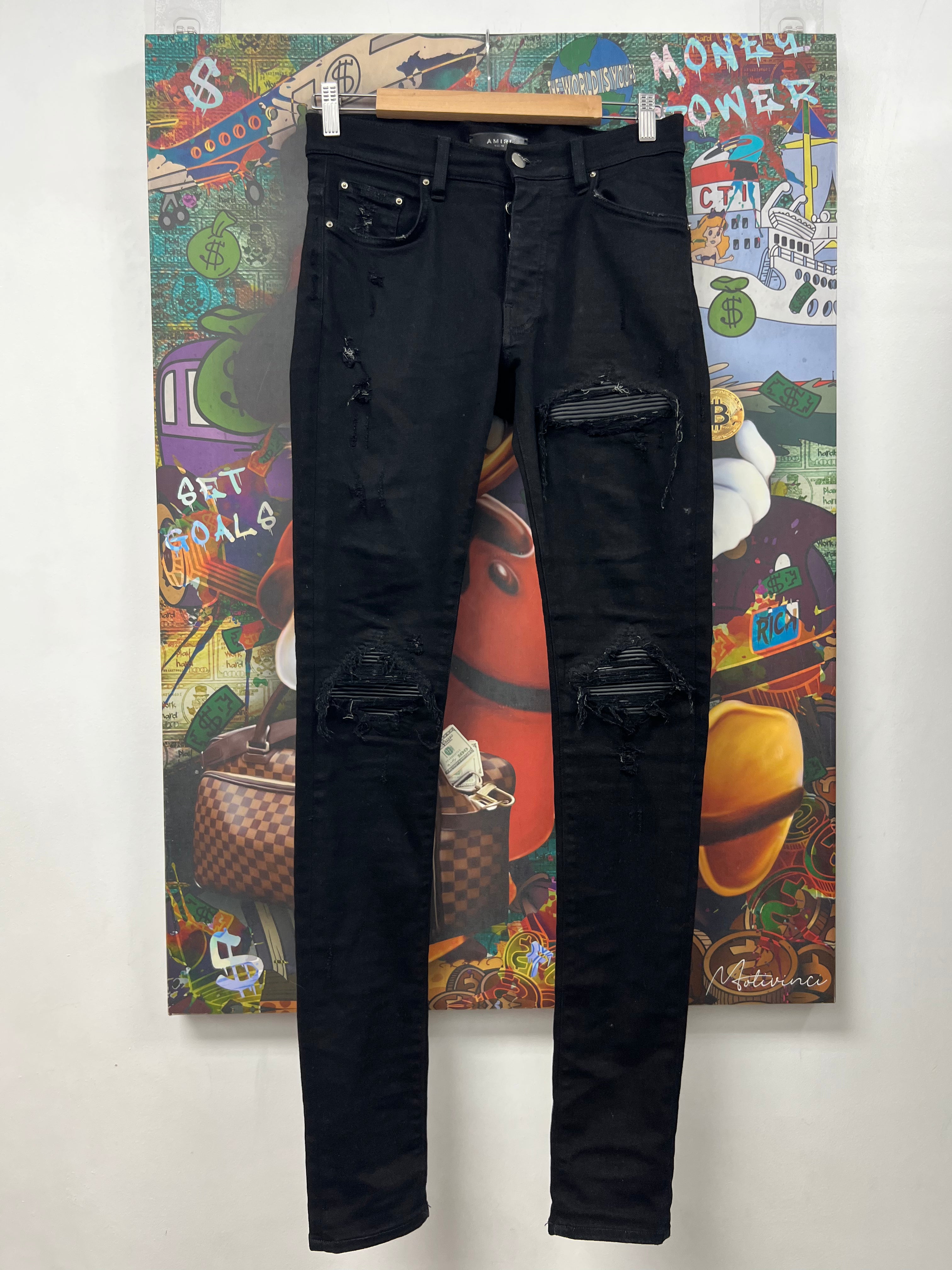 Amiri MX1 Black Black Patch Jeans
