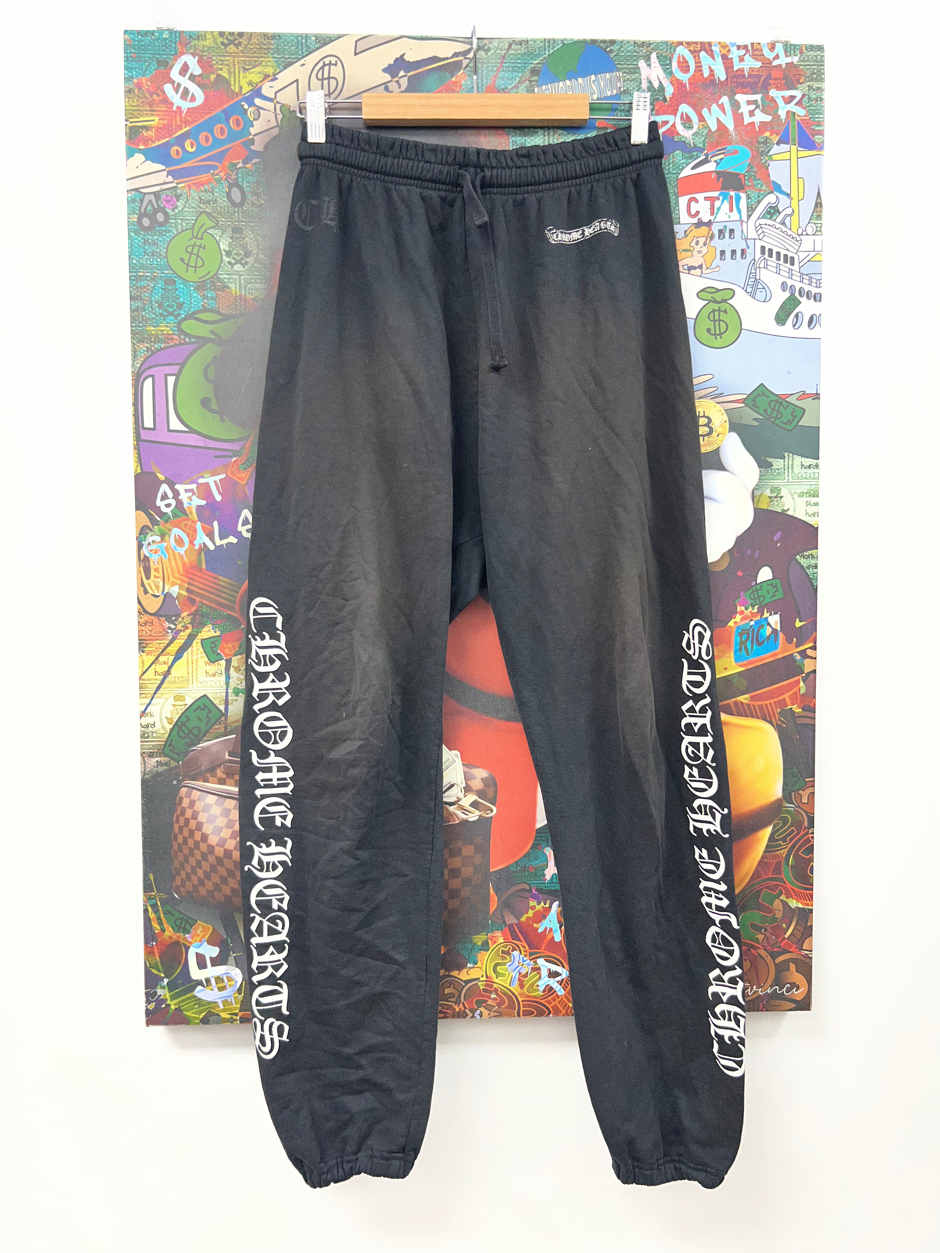 Chrome Hearts Black Scroll Logo (No Pockets) Sweats