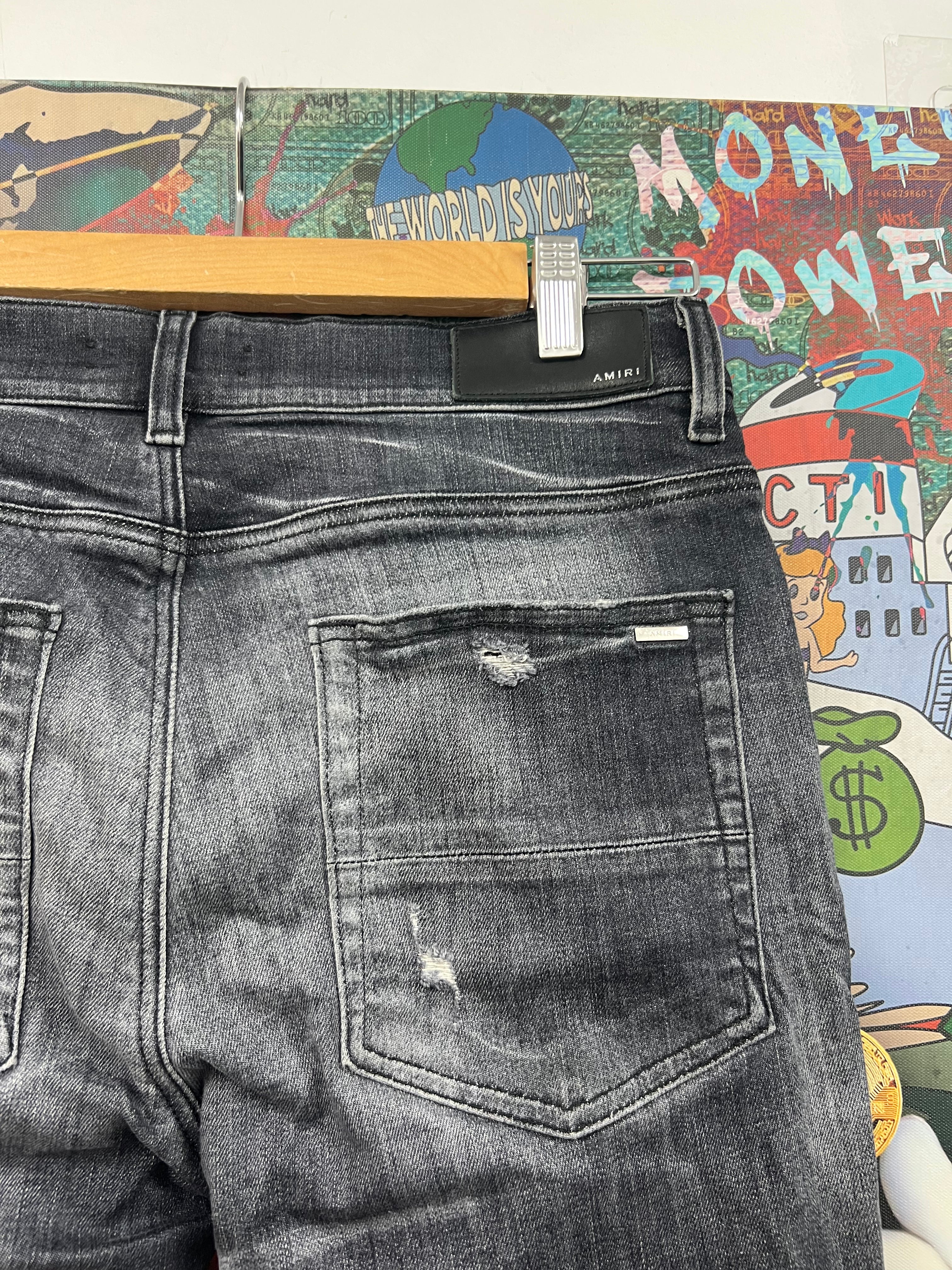 Amiri MX1 Grey Black Patch Jeans