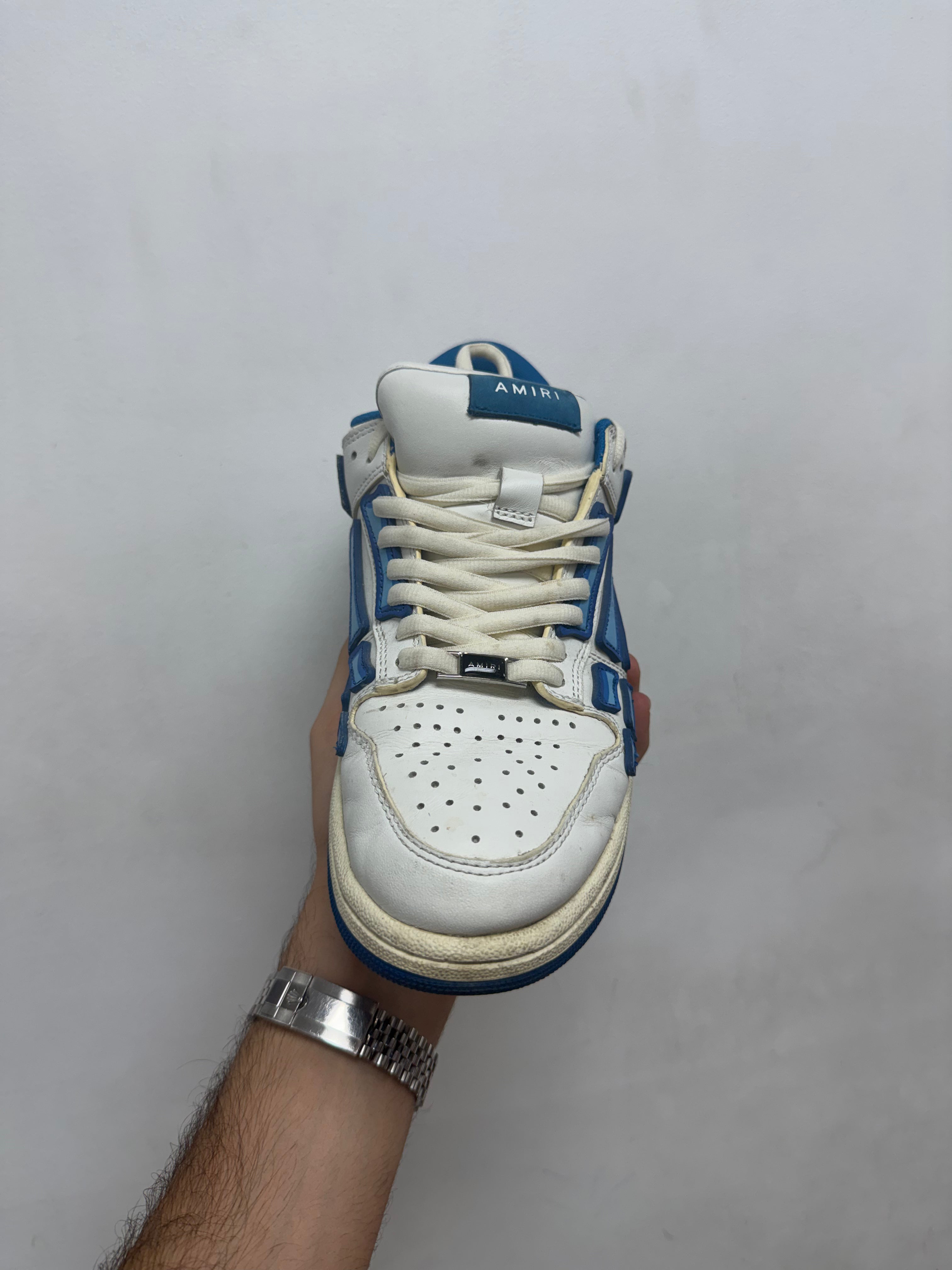 Amiri White Blue Skel Top Low Sneakers