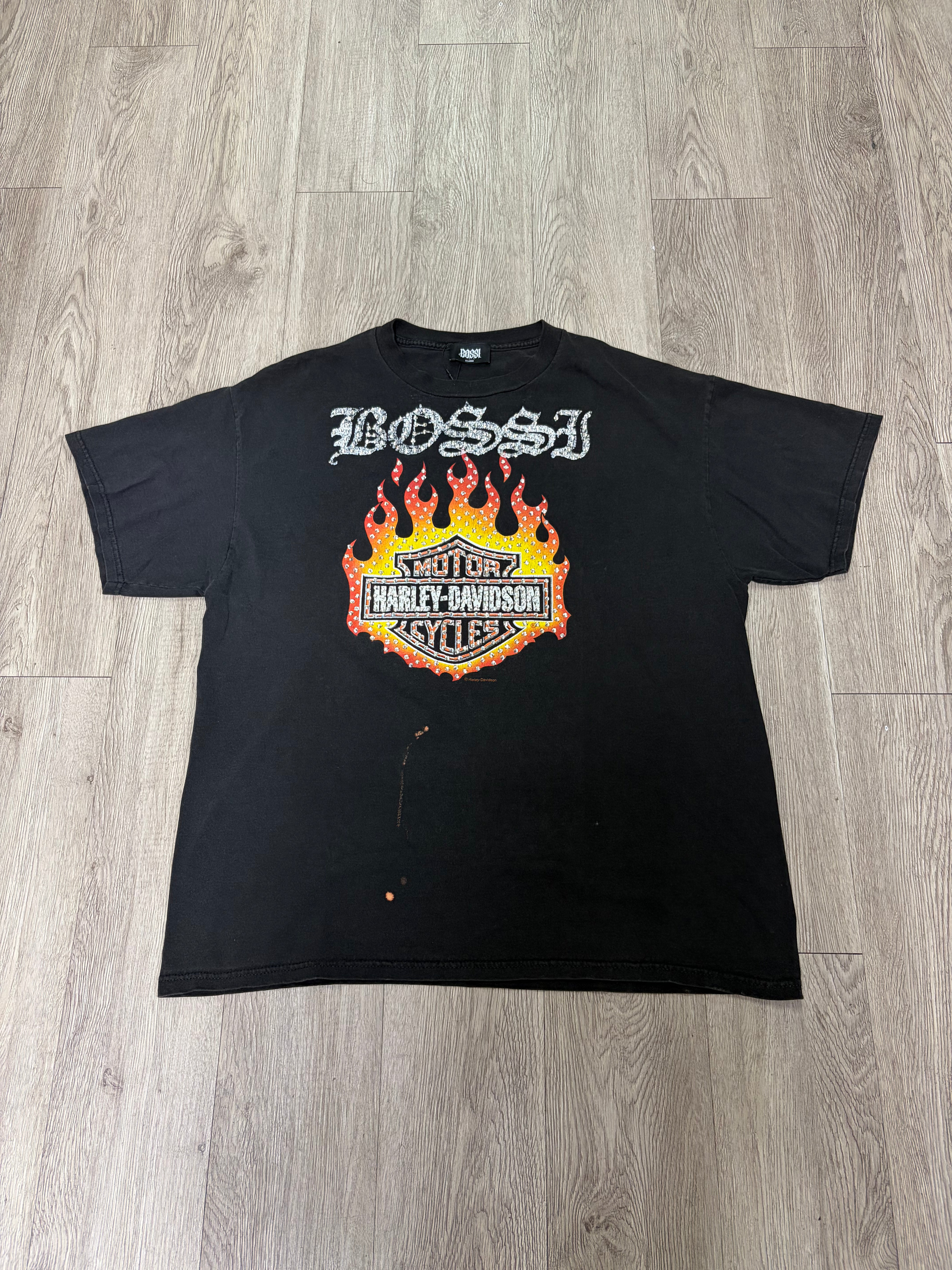 Bossi Harley-Davidson Flames Rhinestone Tee