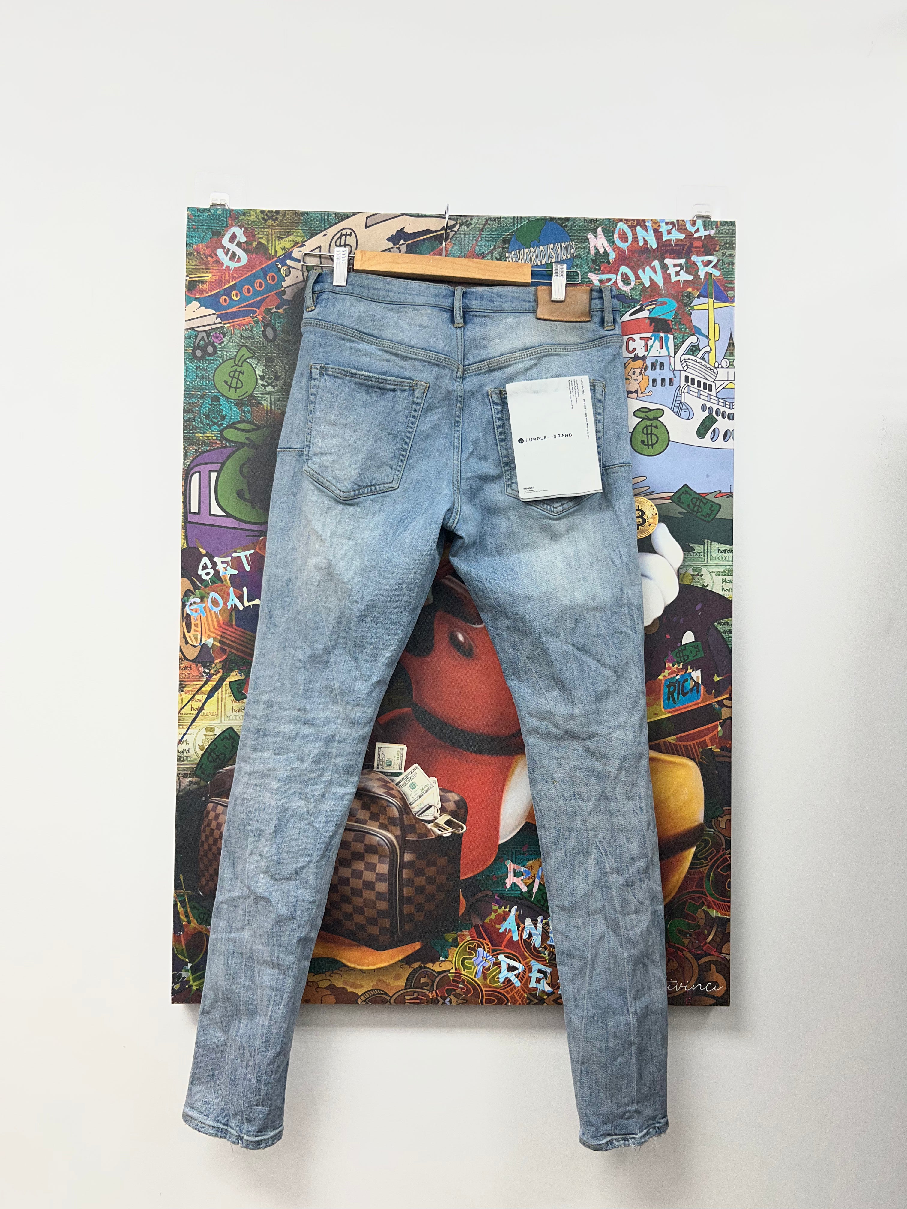 Purple Brand Light Wash Knee Ripped Jeans