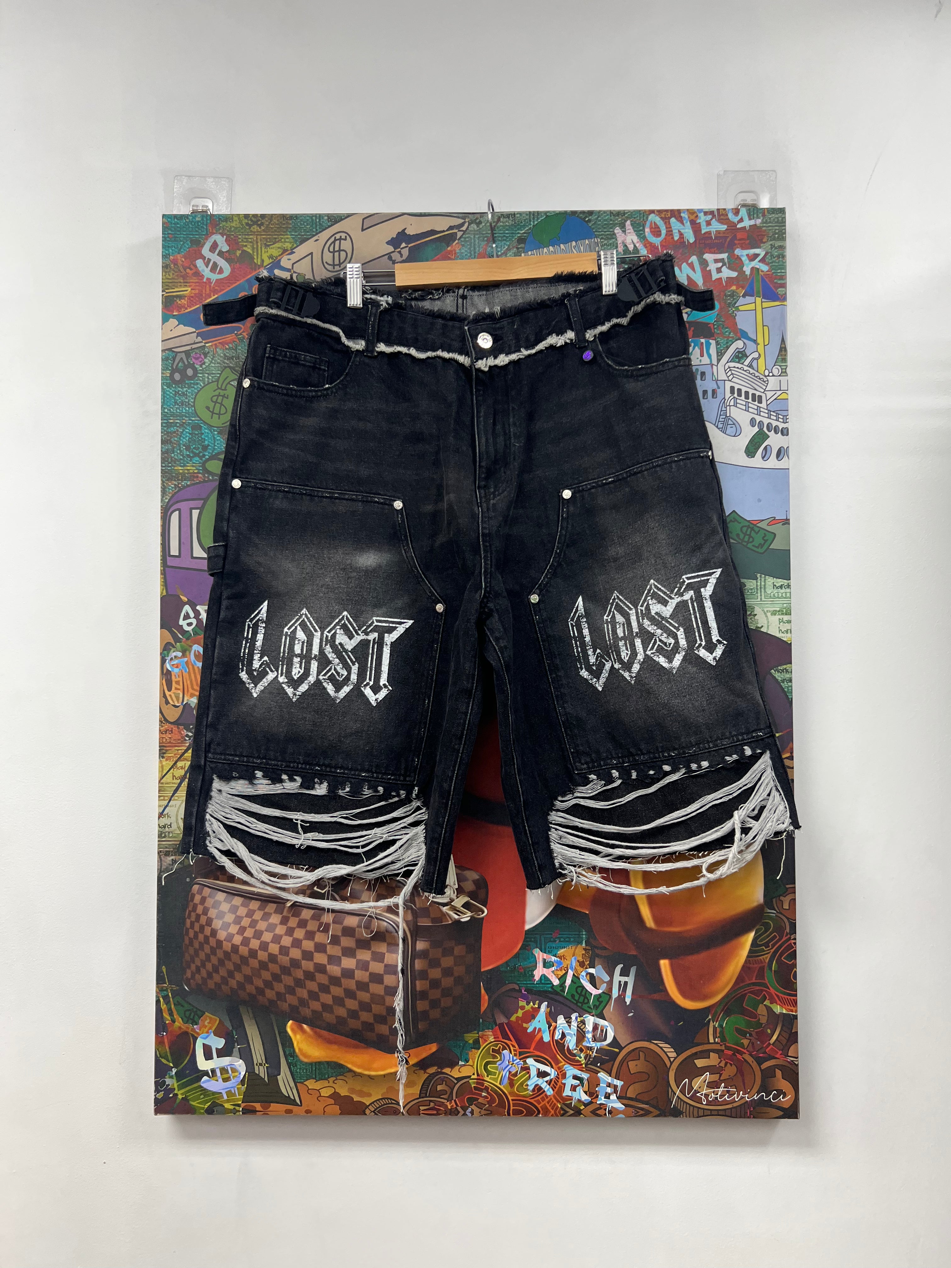 Lost Intricacy Black Carpenter Jean Shorts