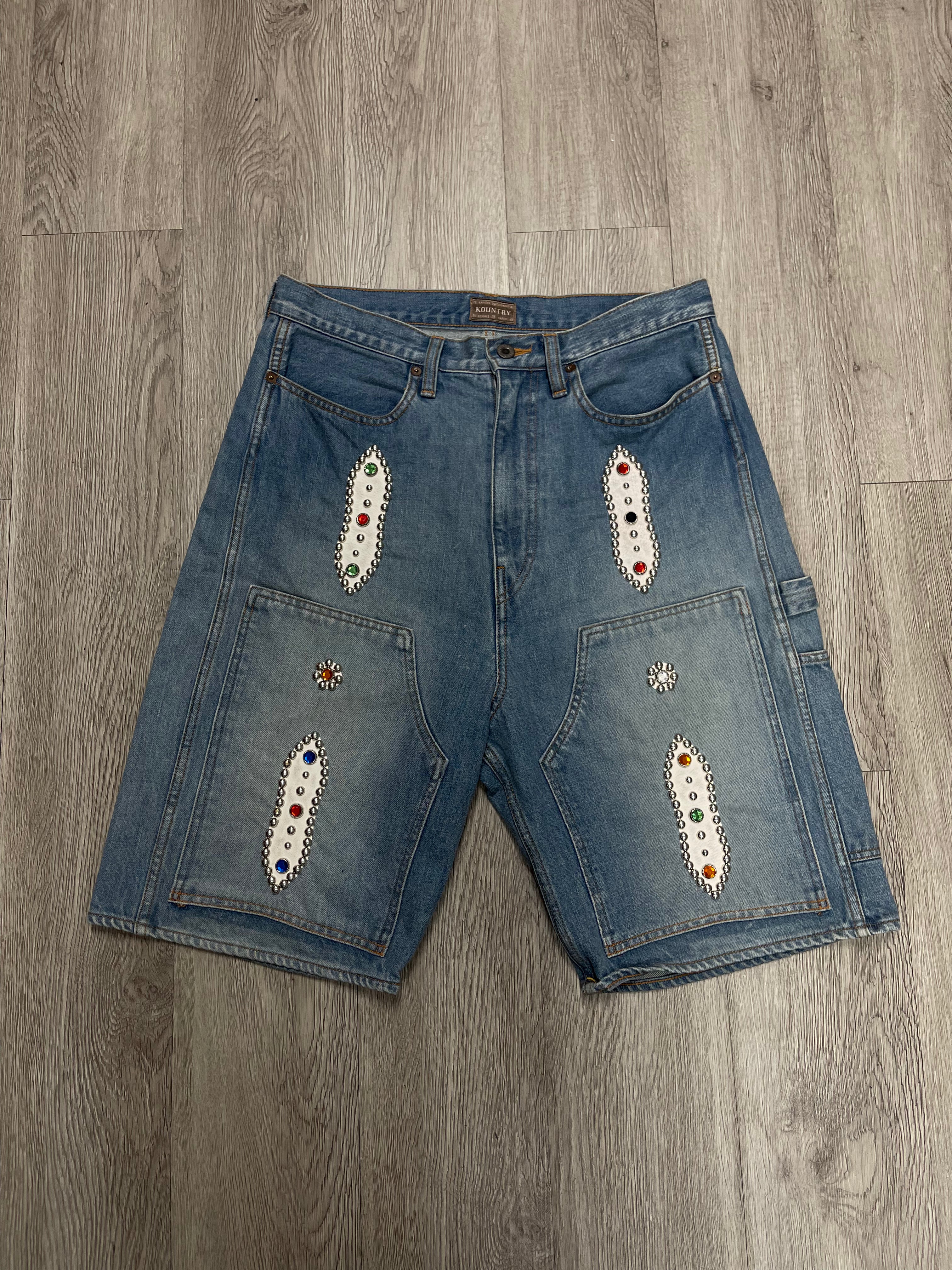 Kapital Denim Studded Shorts Light Wash New With Tags