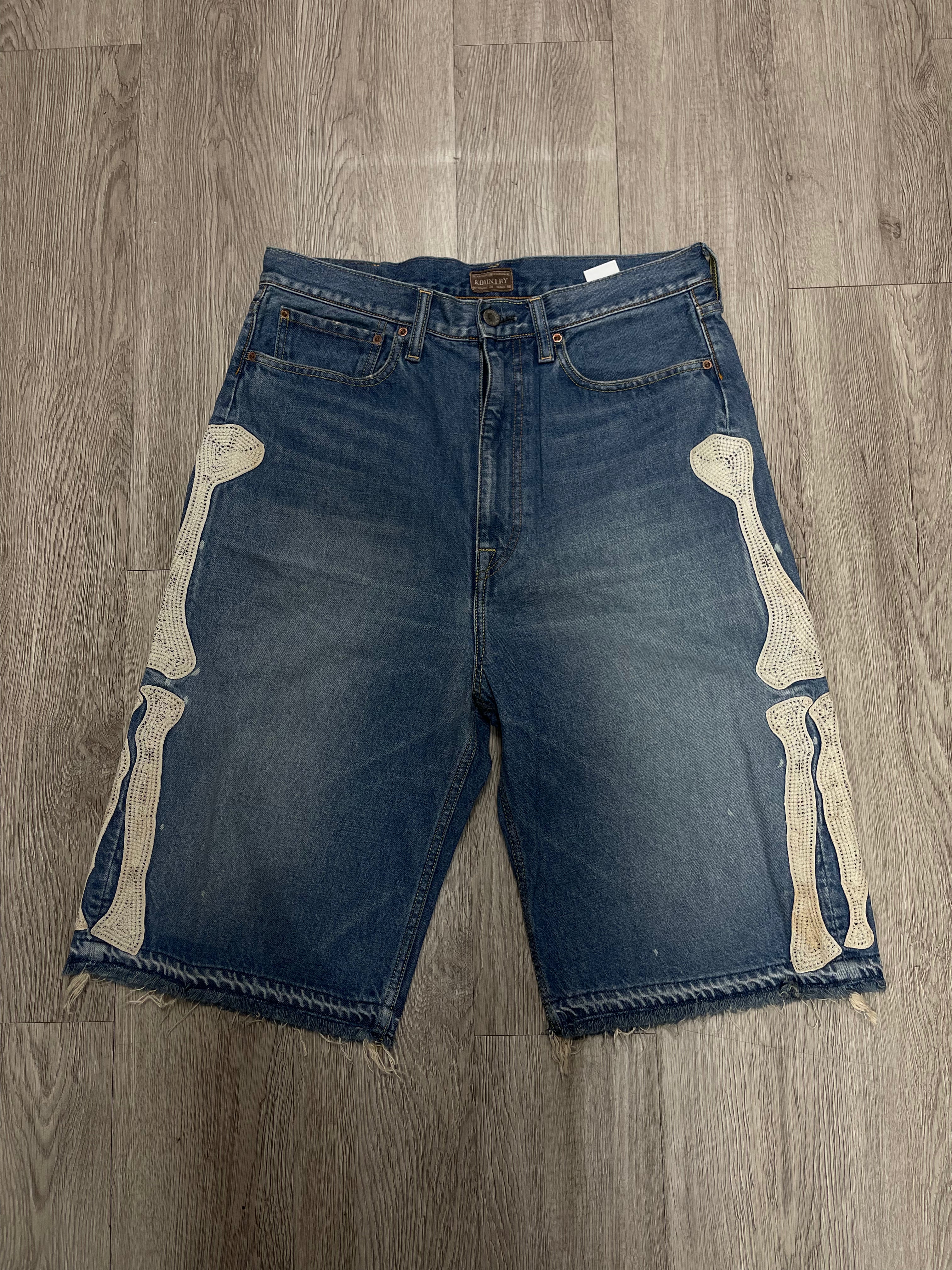 Kapital Denim Bone Shorts Light Wash New With Tags