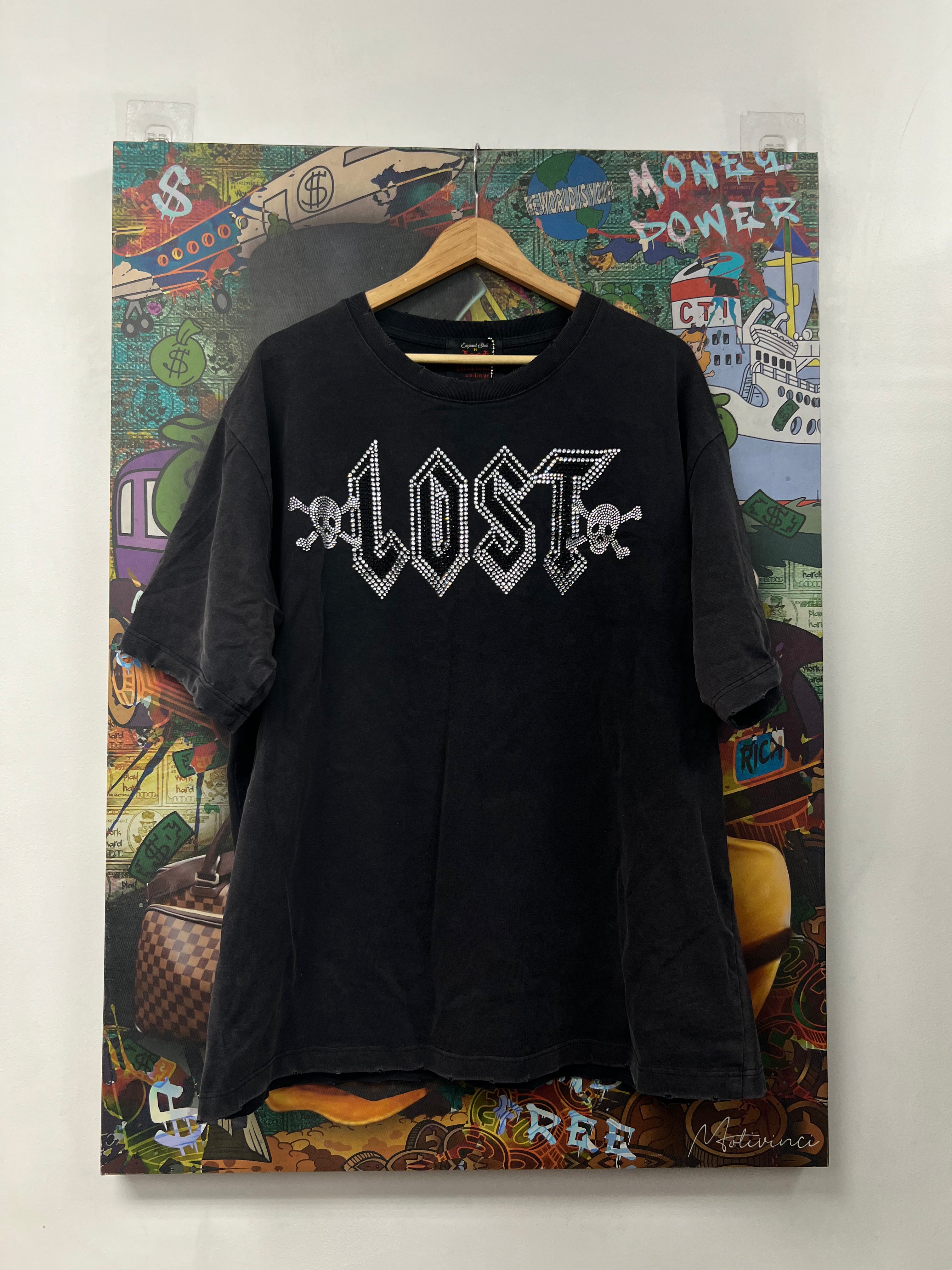 Lost Intricacy Black Wash Rhinestone Tee