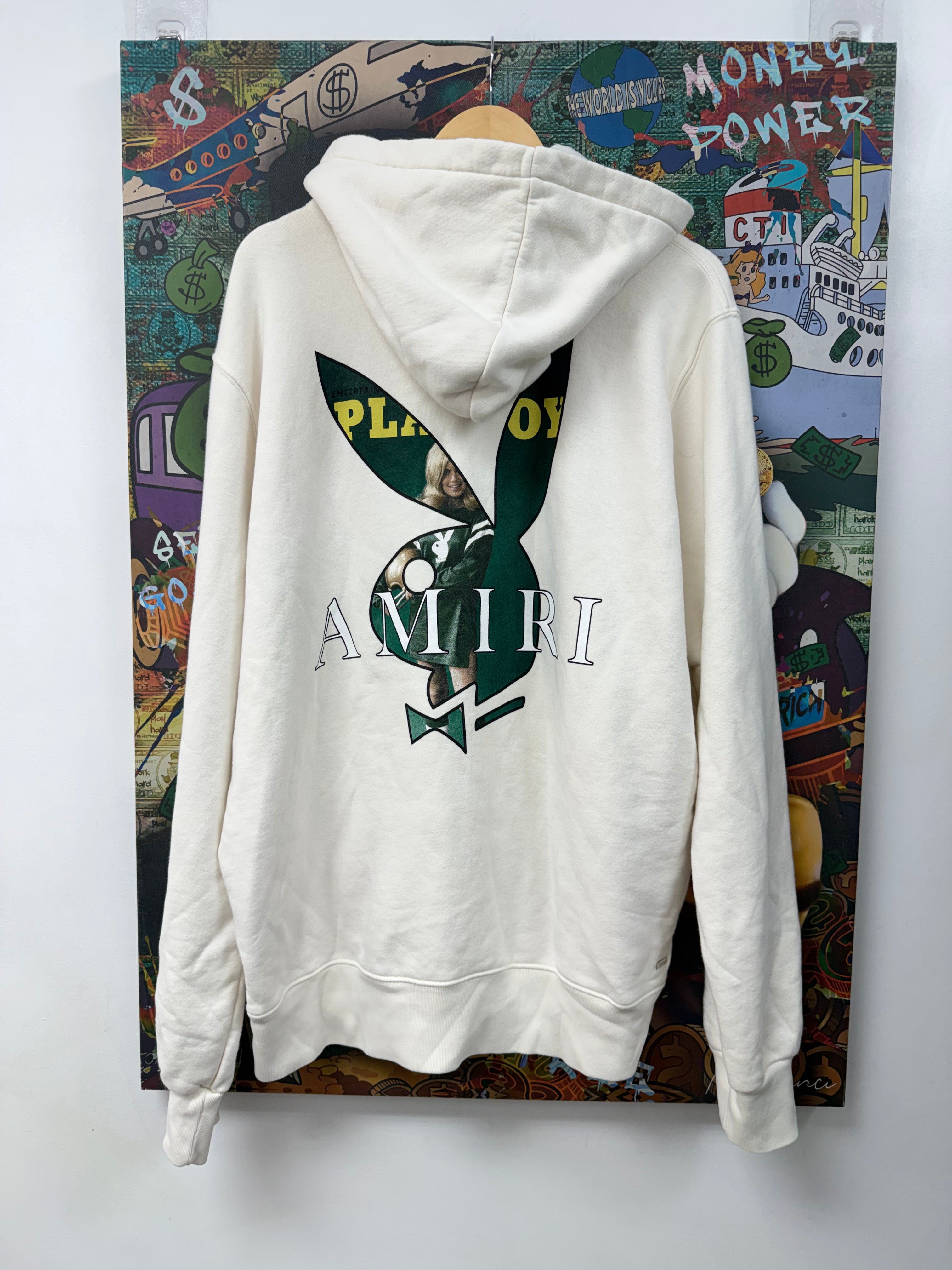 Amiri White Green Playboy Hoodie