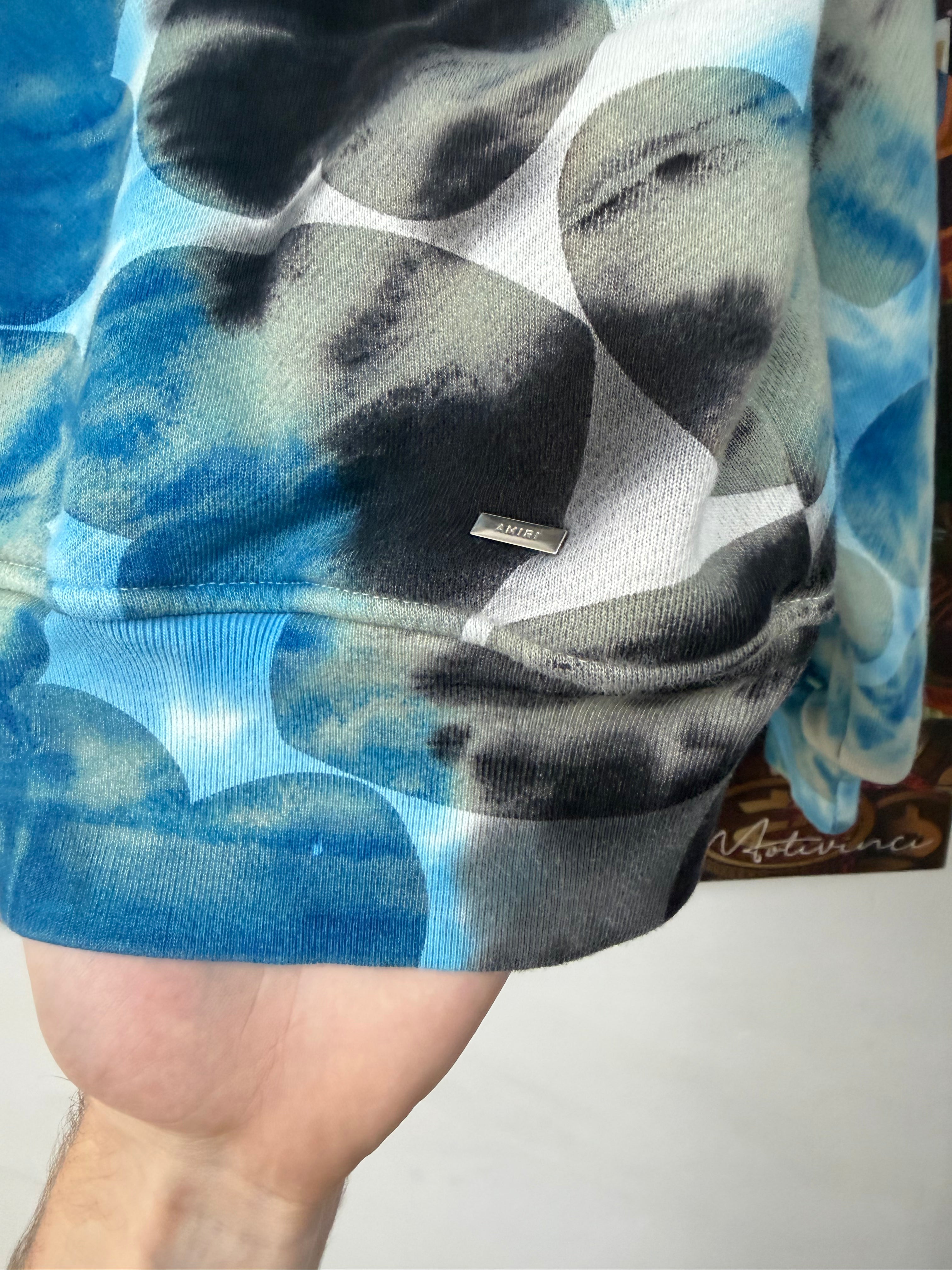Amiri Black Blue Tie Dye Core Logo Hoodie