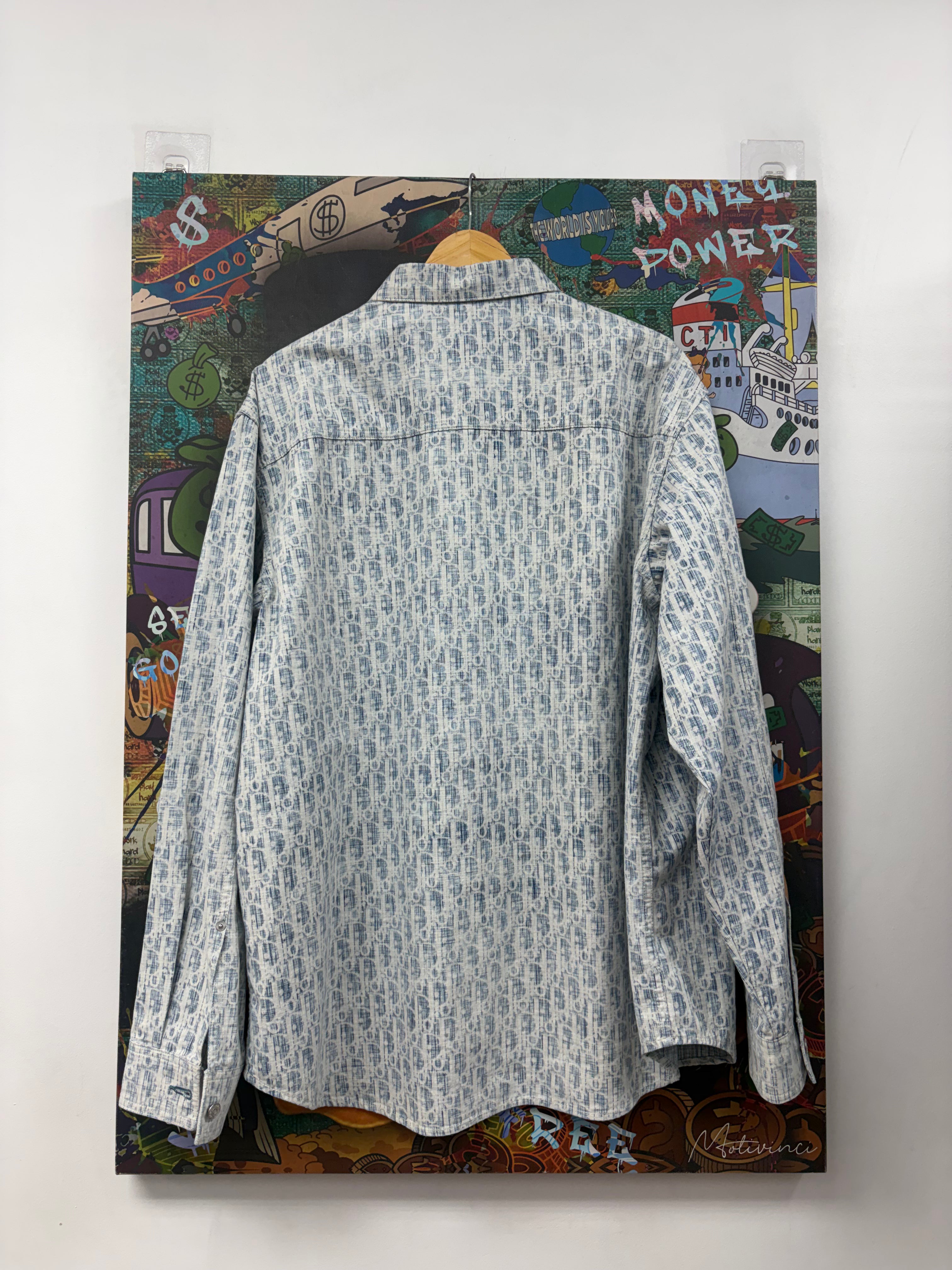 Dior Baby Blue Oblique Monogram Button Up