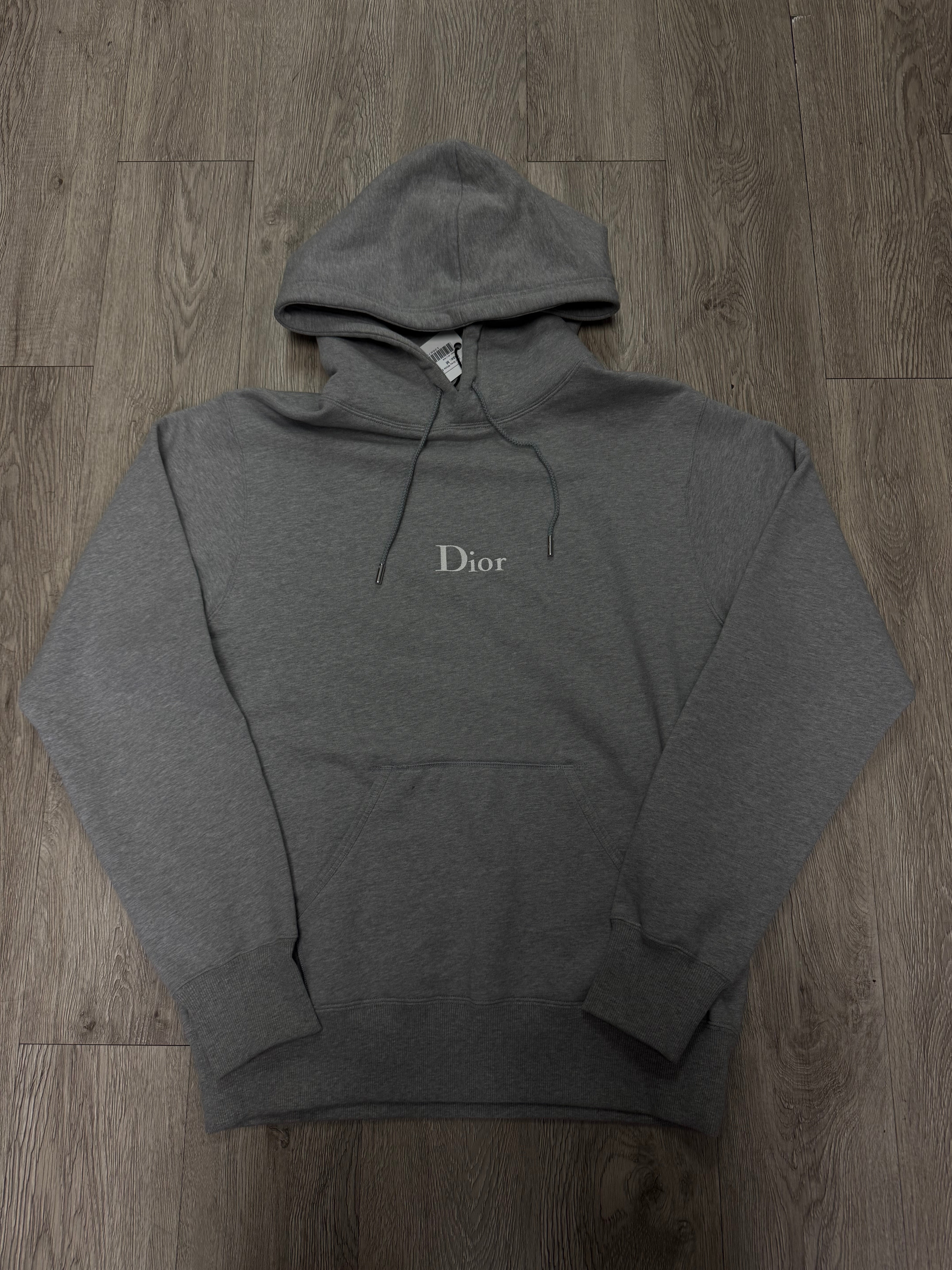 Dior Grey White Embroidered Logo Hoodie