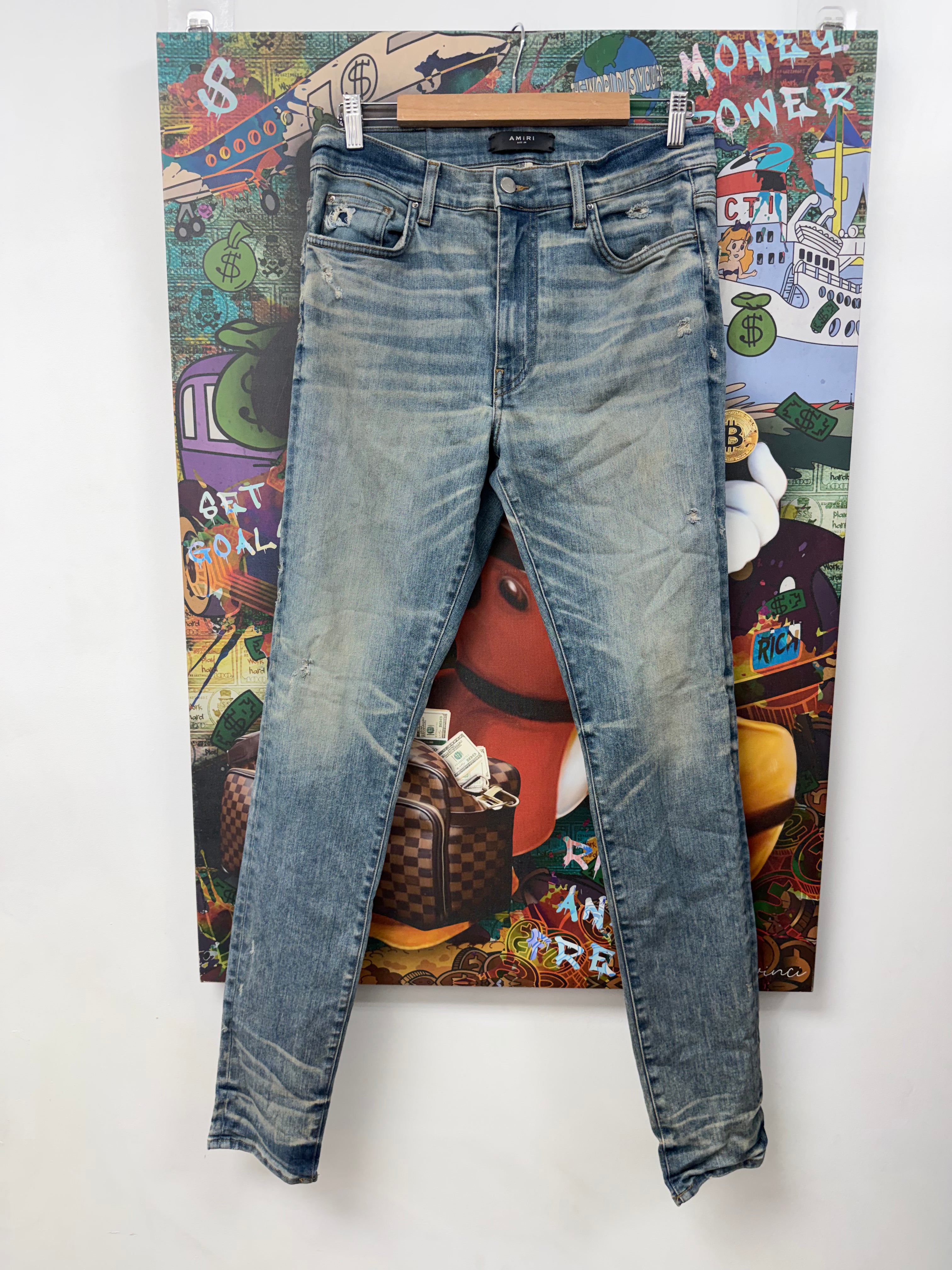 Amiri Light Wash Stacked (Zipper) Jeans