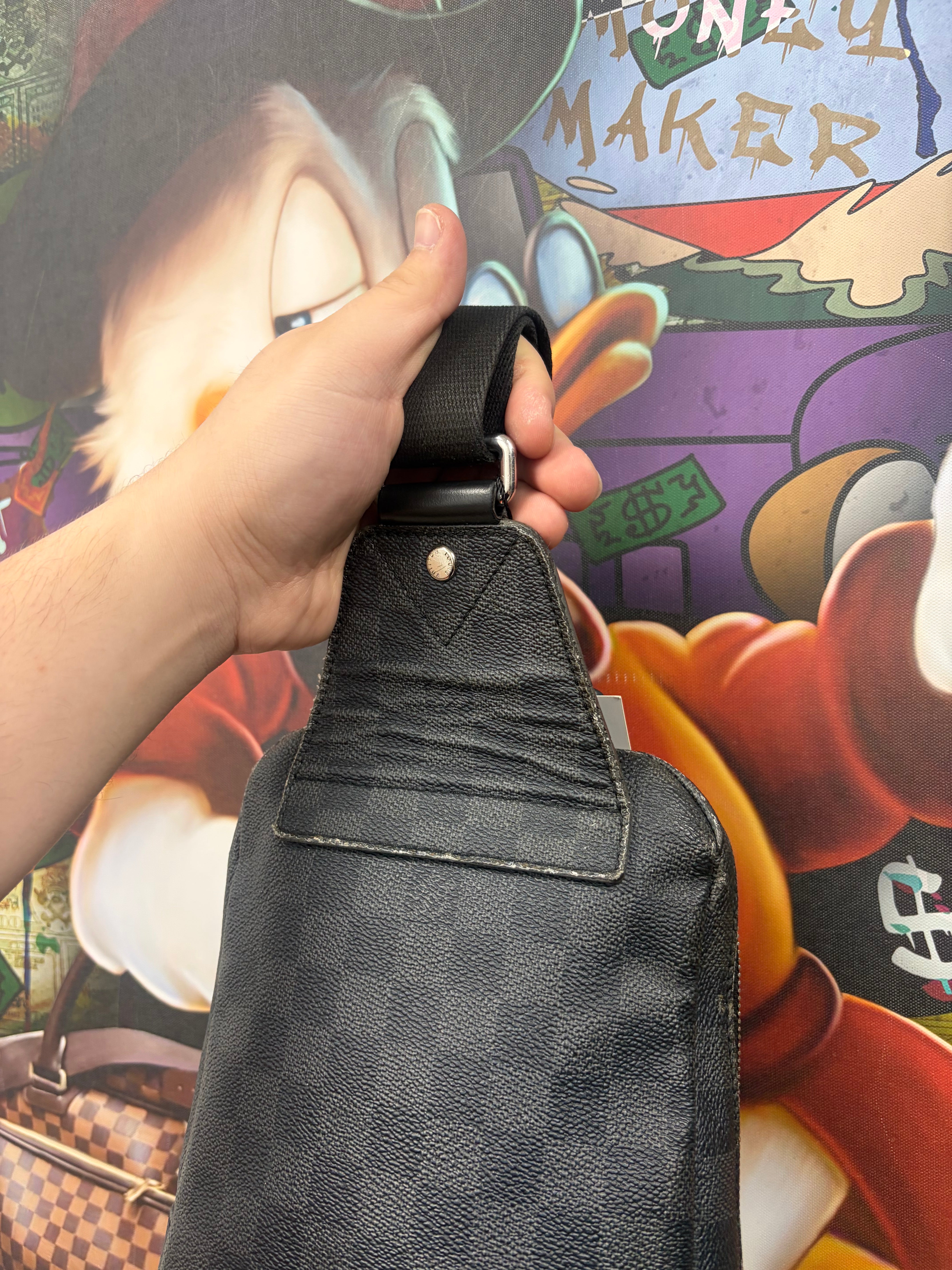 Louis Vuitton Black Damier Logo Avenue Sling Bag