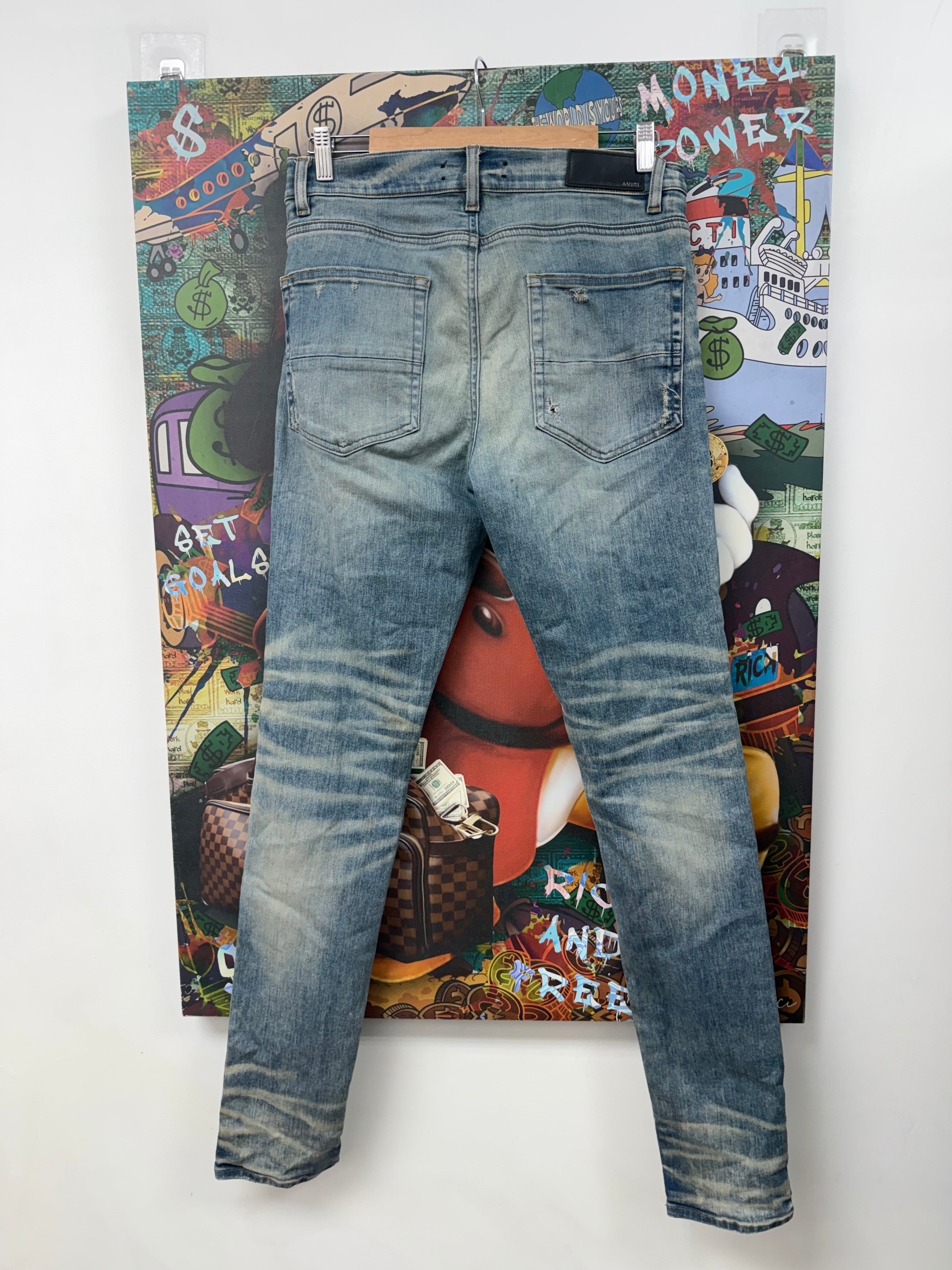 Amiri Light Wash Stacked (Zipper) Jeans