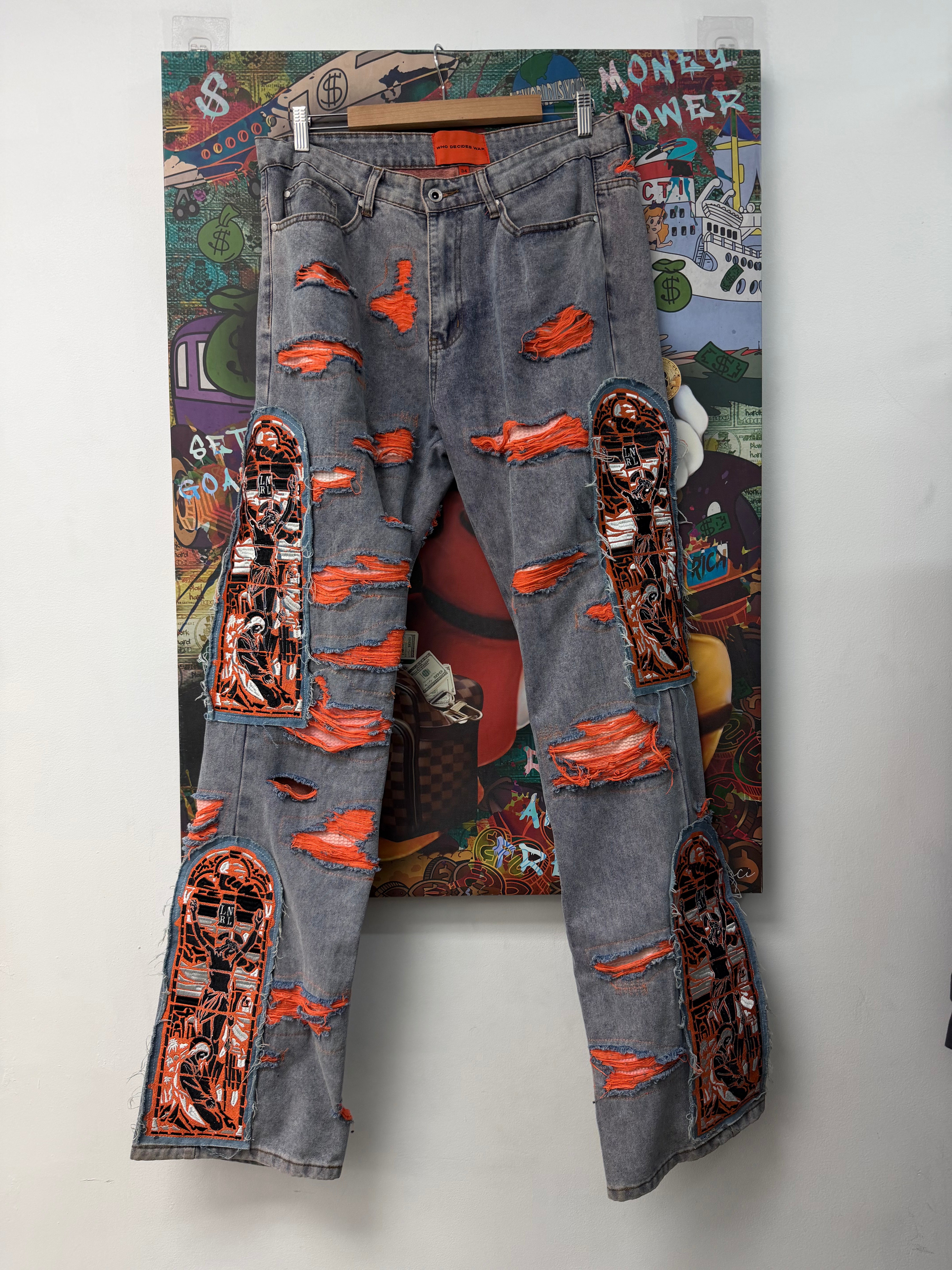 Who Decides War Orange Patch Jeans