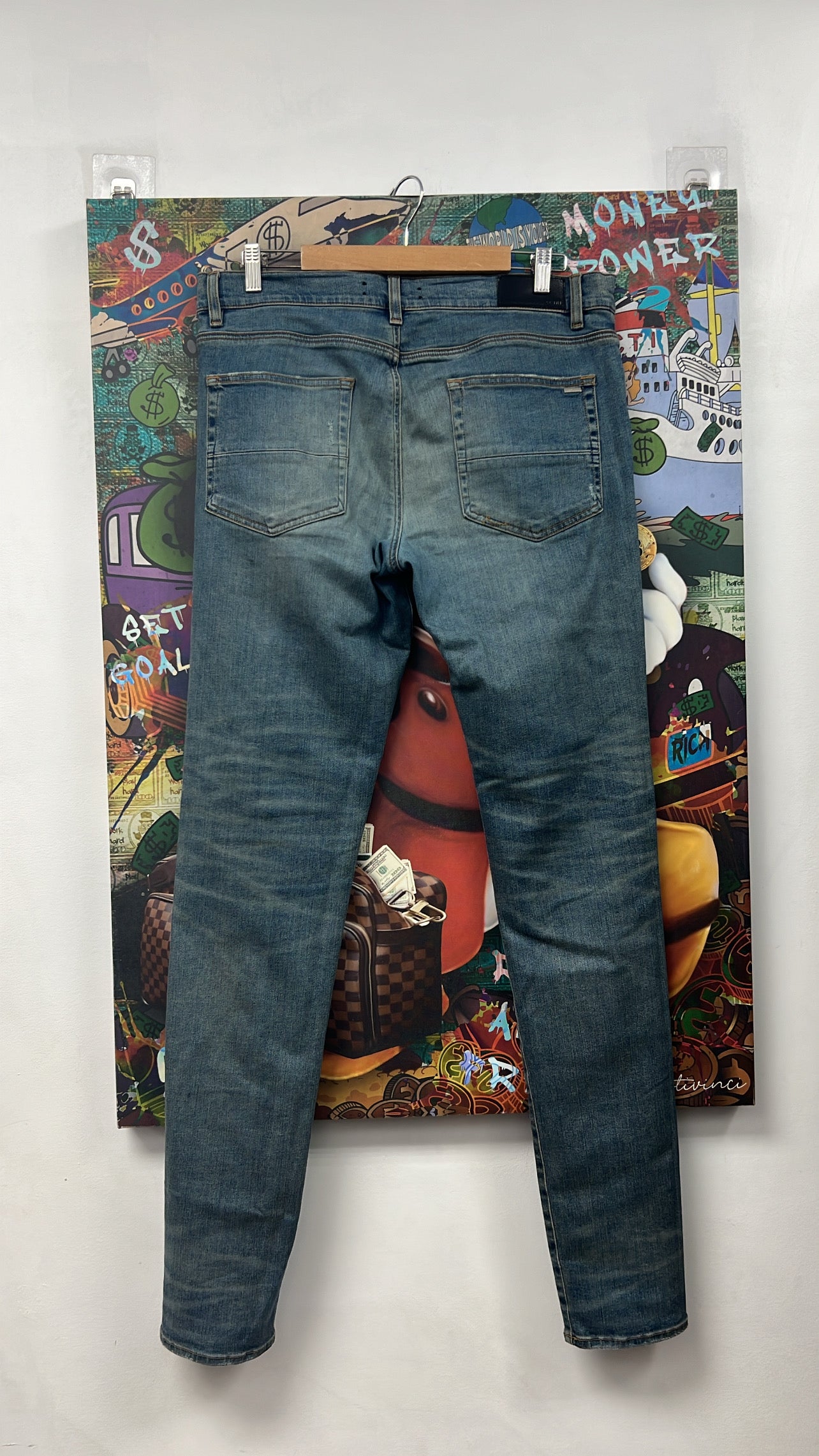 Amiri MX1 Deep Indigo Brown Tie Dye Patch Jeans