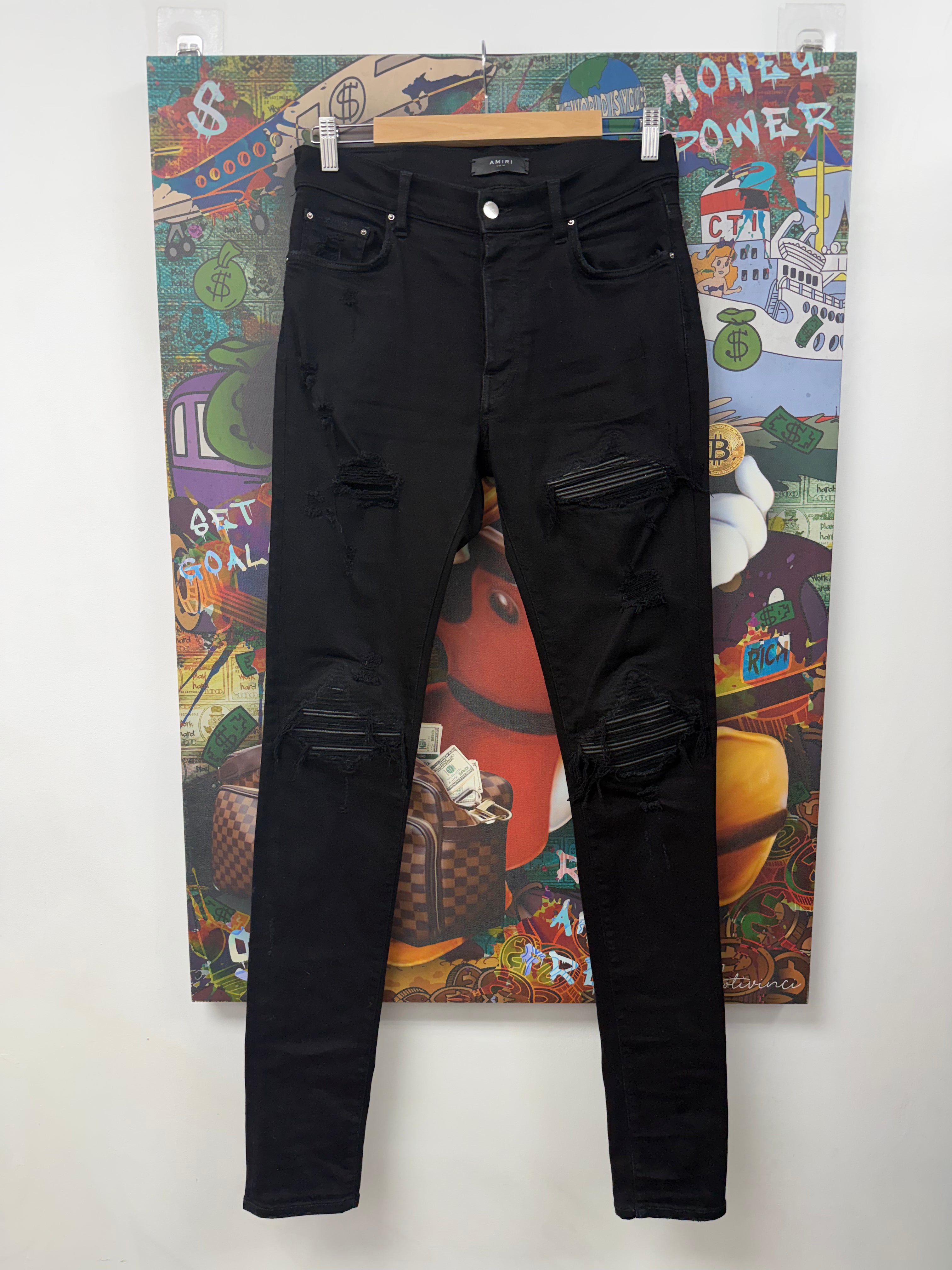 Amiri MX1 Black Black Patch Jeans