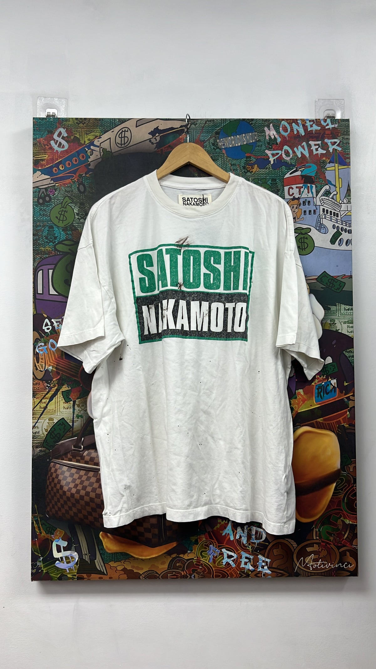 Satoshi Nakamoto White Green Logo Tee