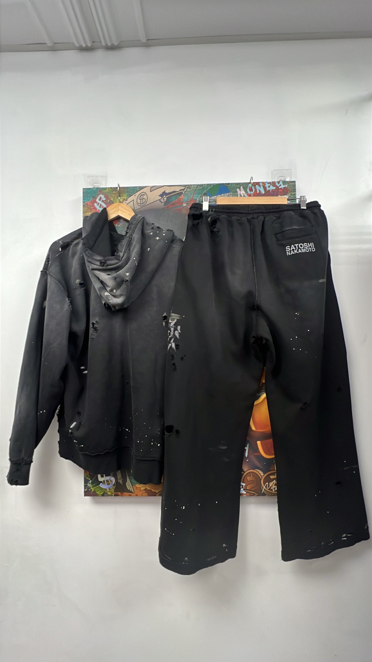 Satoshi Nakamoto Black Wash Luke Logo Sweatsuit