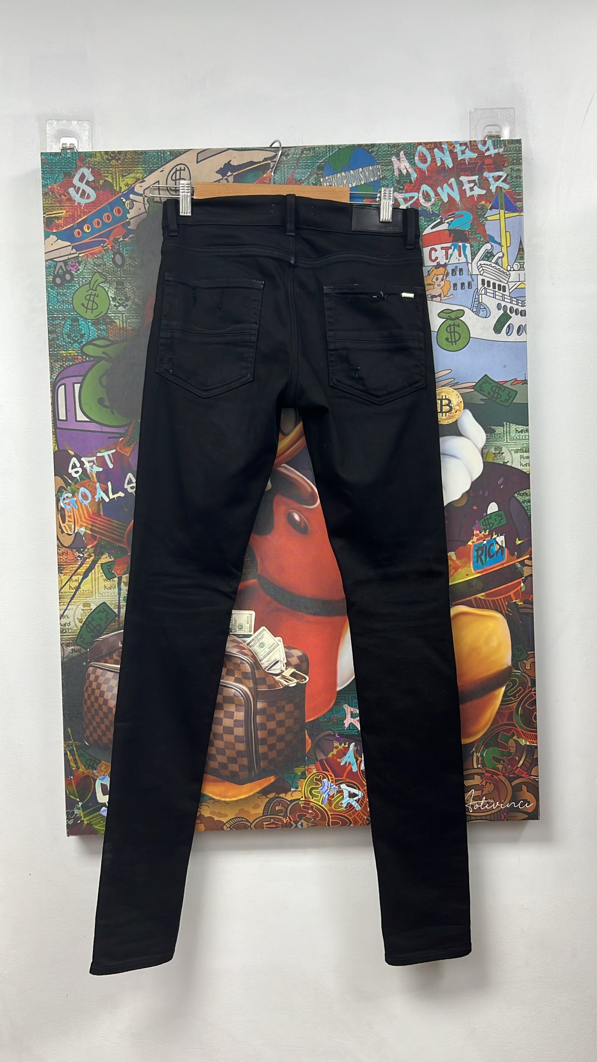 Amiri MX1 Black Black Patch (Repaired Crotch) Jeans