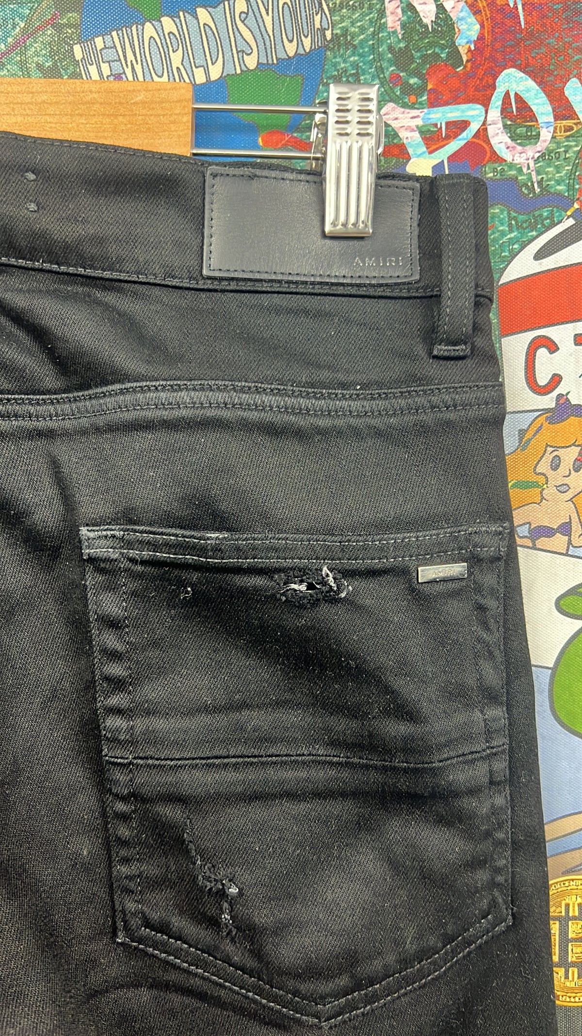 Amiri MX1 Black Black Patch (Repaired Crotch) Jeans