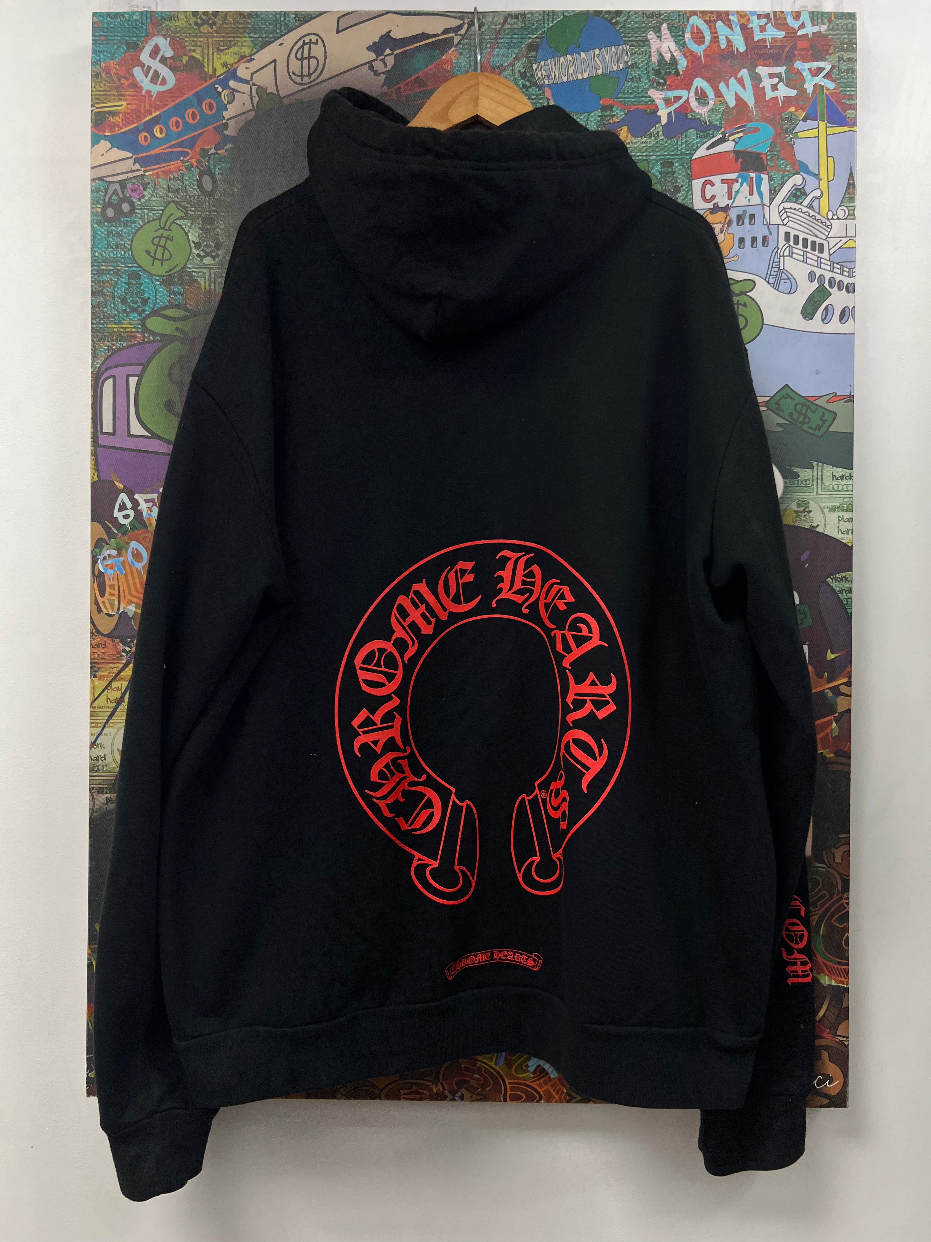 Chrome Hearts Black Red Horseshoe .Com Hoodie