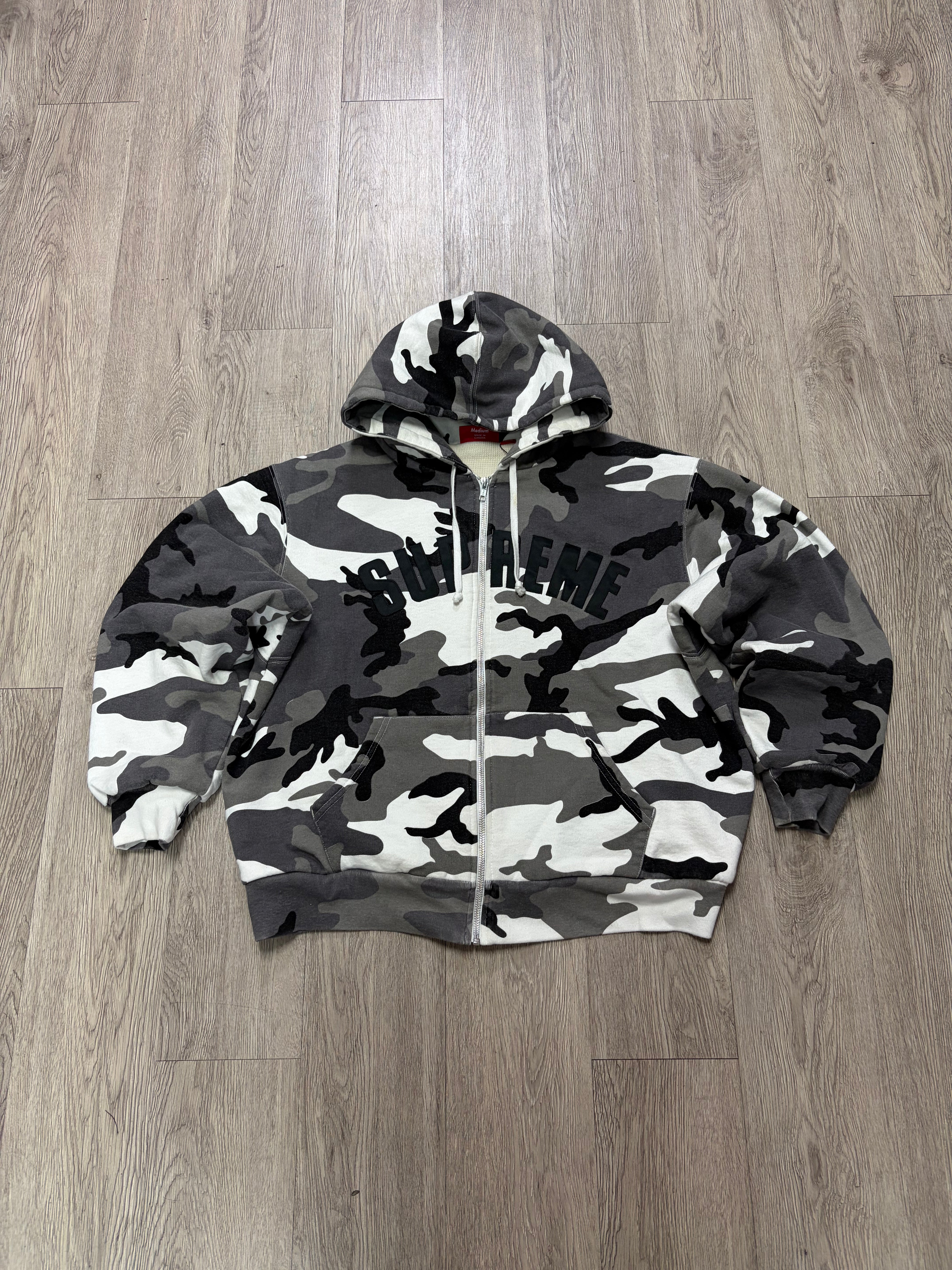Supreme Snow Camo Arc Logo Thermal Zip Up Hoodie