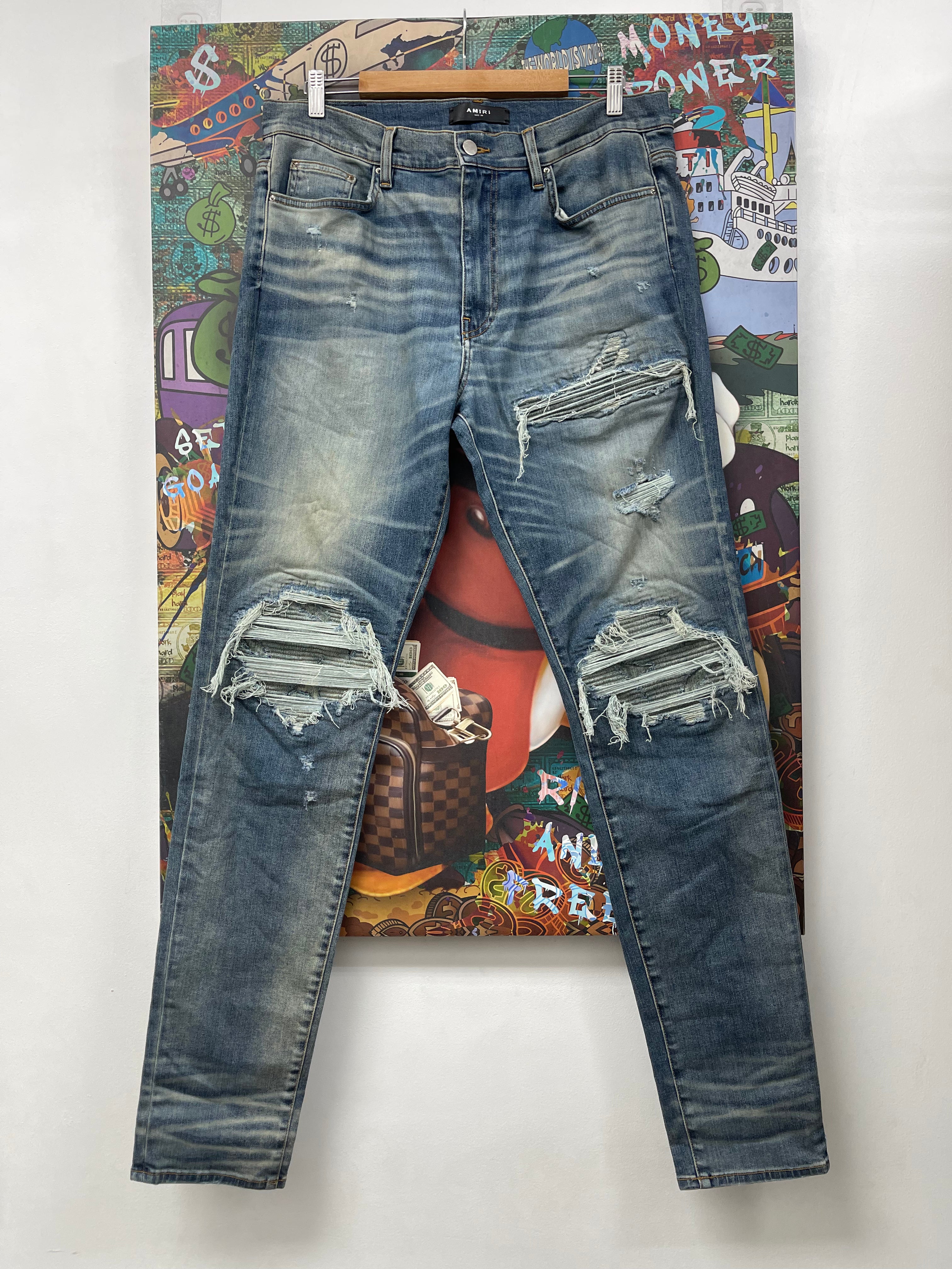 Amiri Vintage Wash Denim Patch Jeans