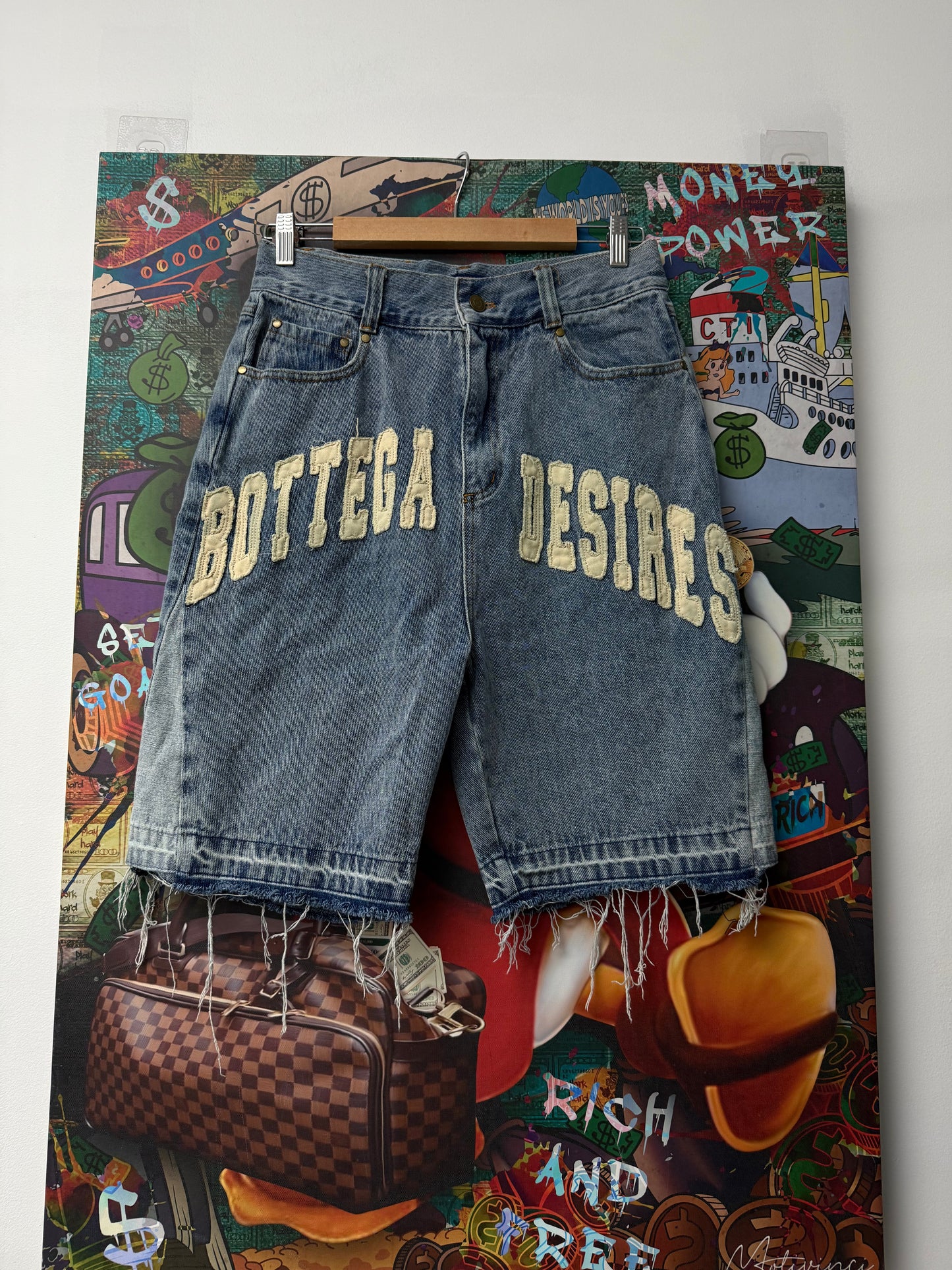 Bottega Desires Arch Logo Jean Shorts