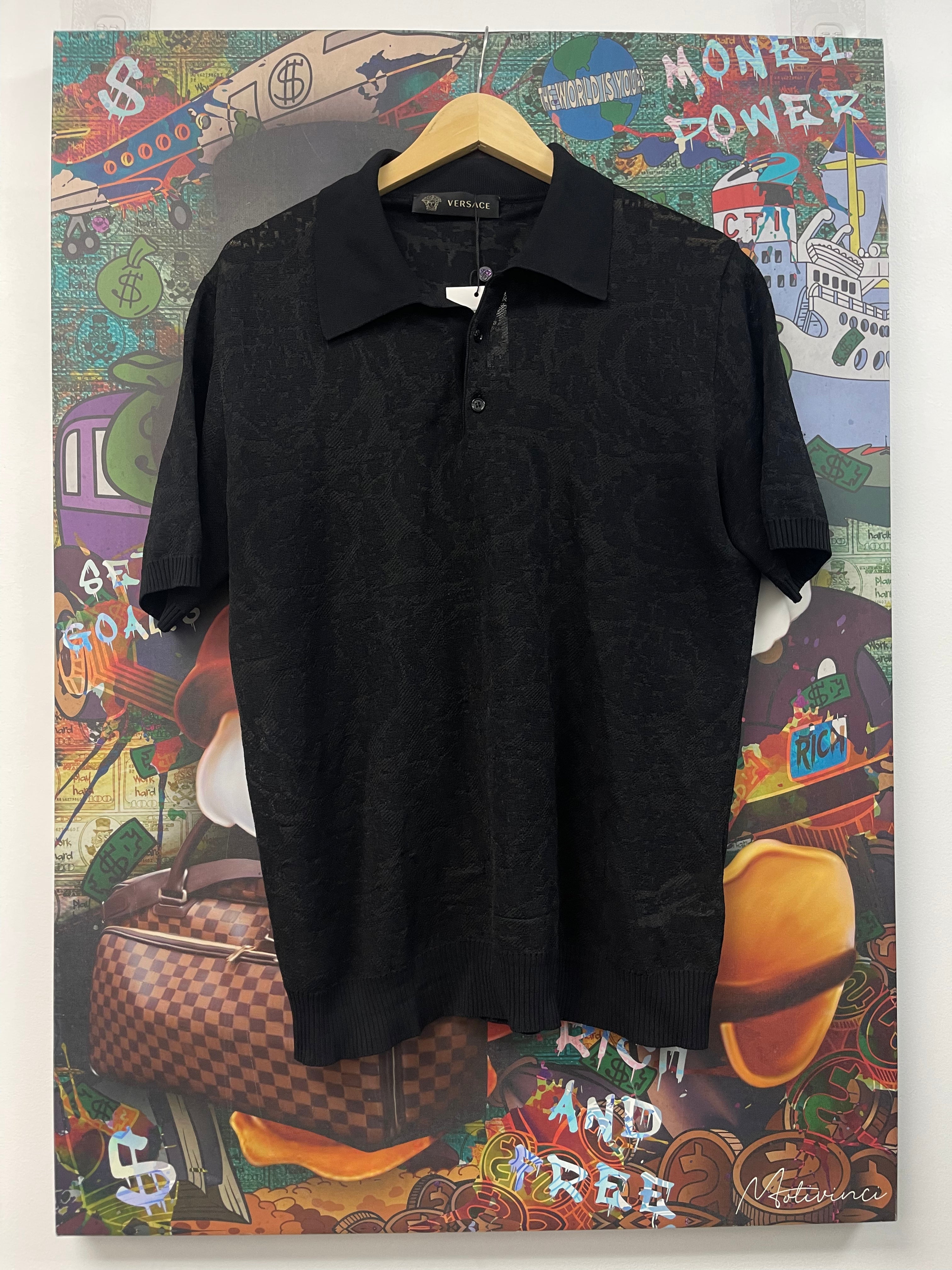 Versace Black Floral Polo
