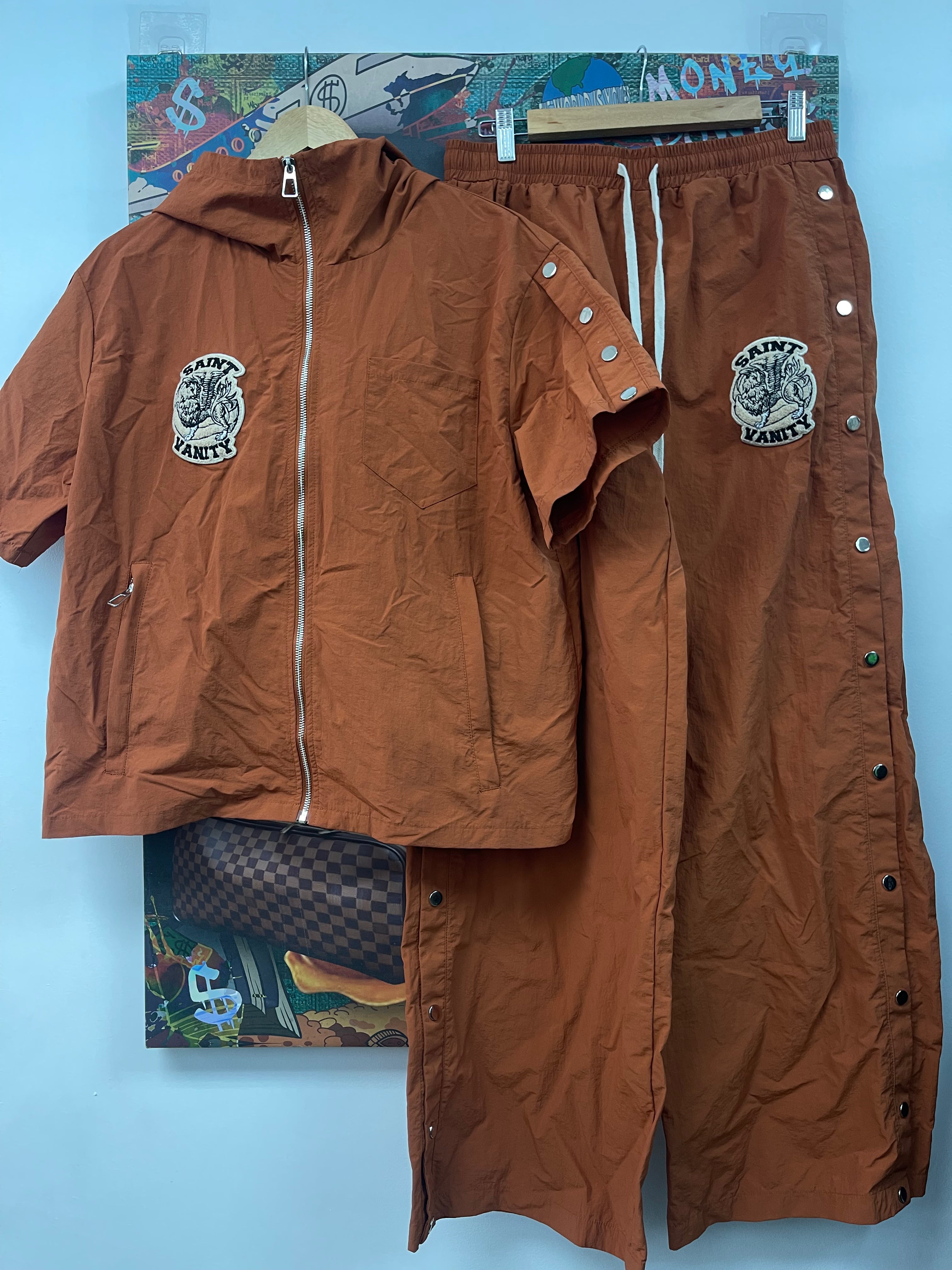 Saint Vanity Cognac Button Up Shirt & Pants Set