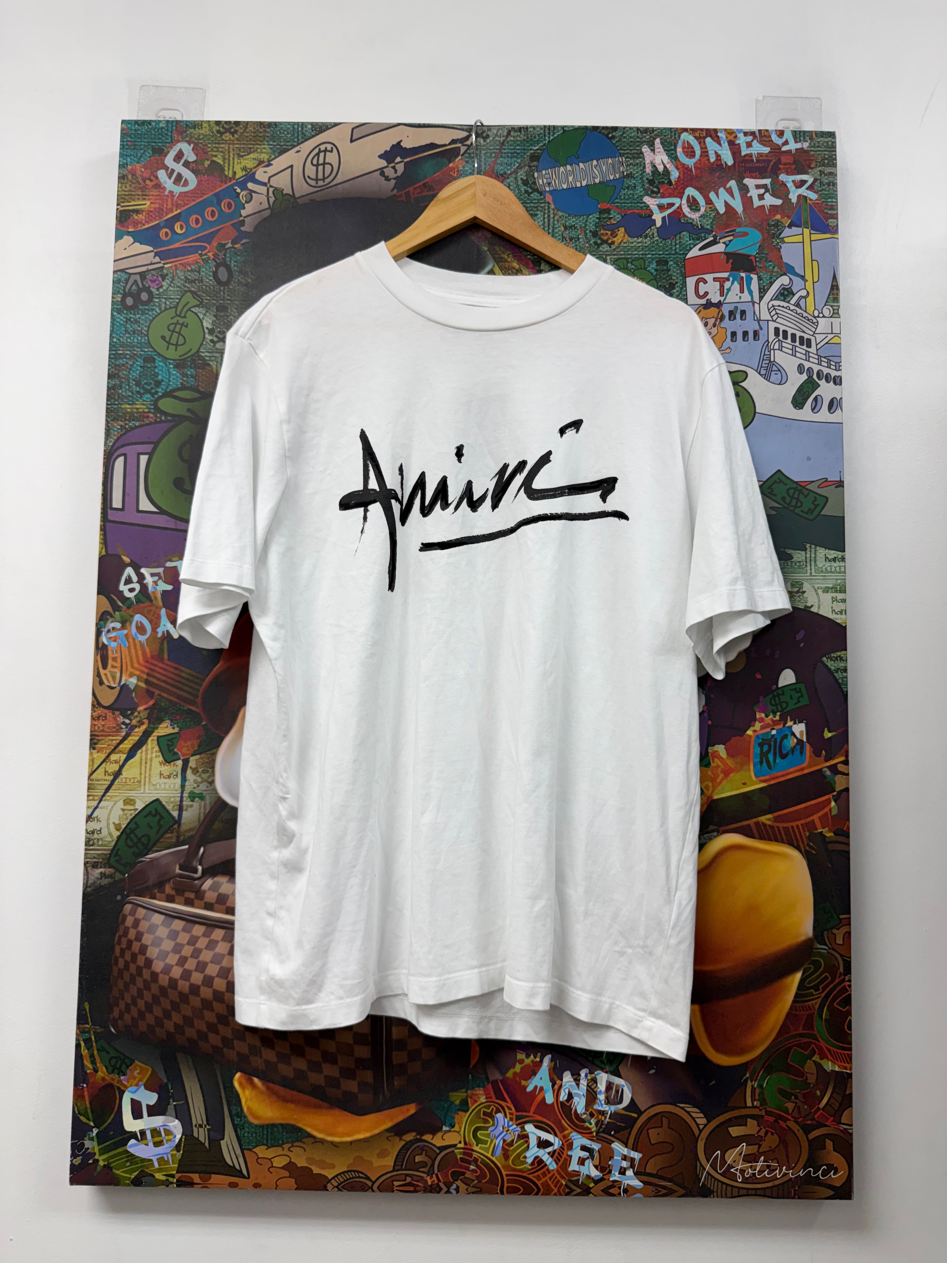 Amiri White Black Script Logo Tee