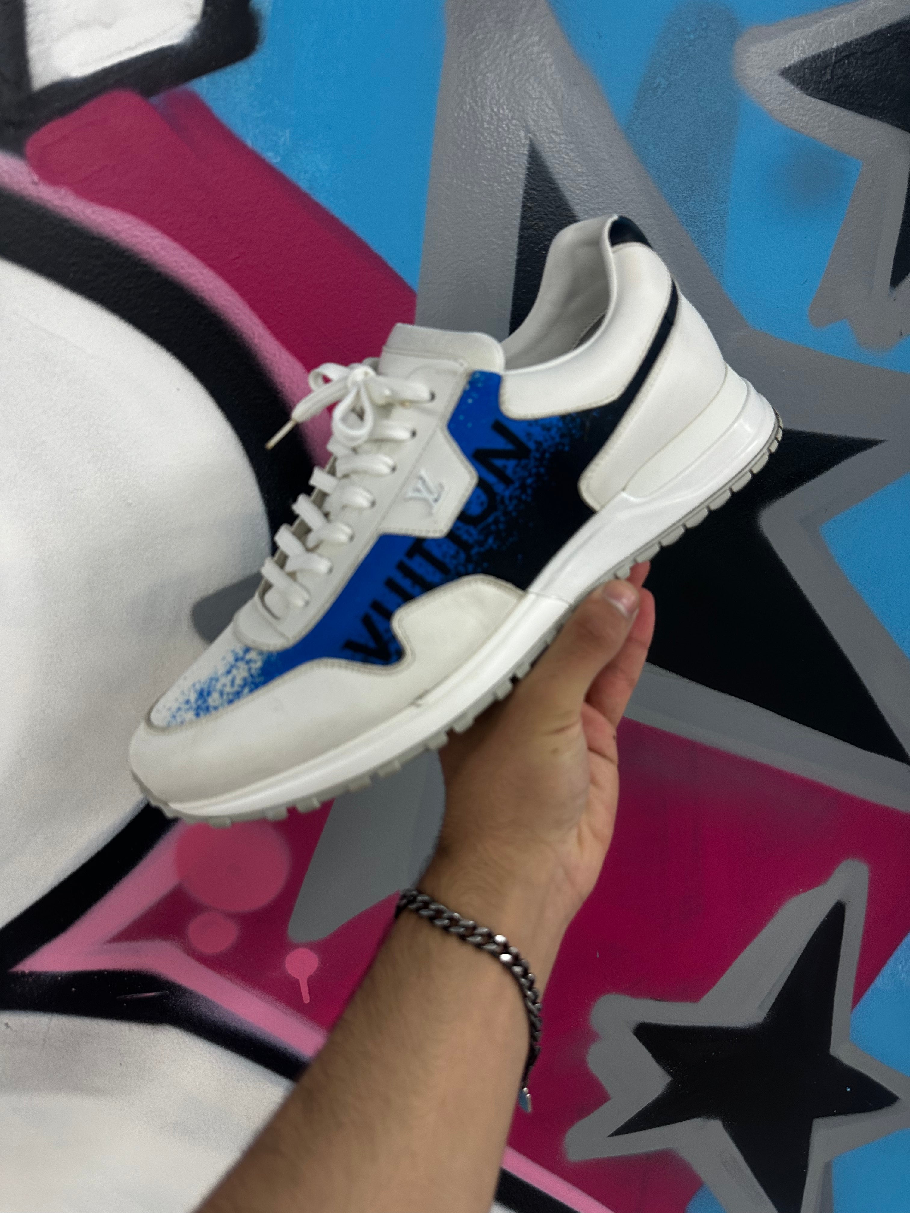 LV White Blue Runaway Sneakers Used No Box