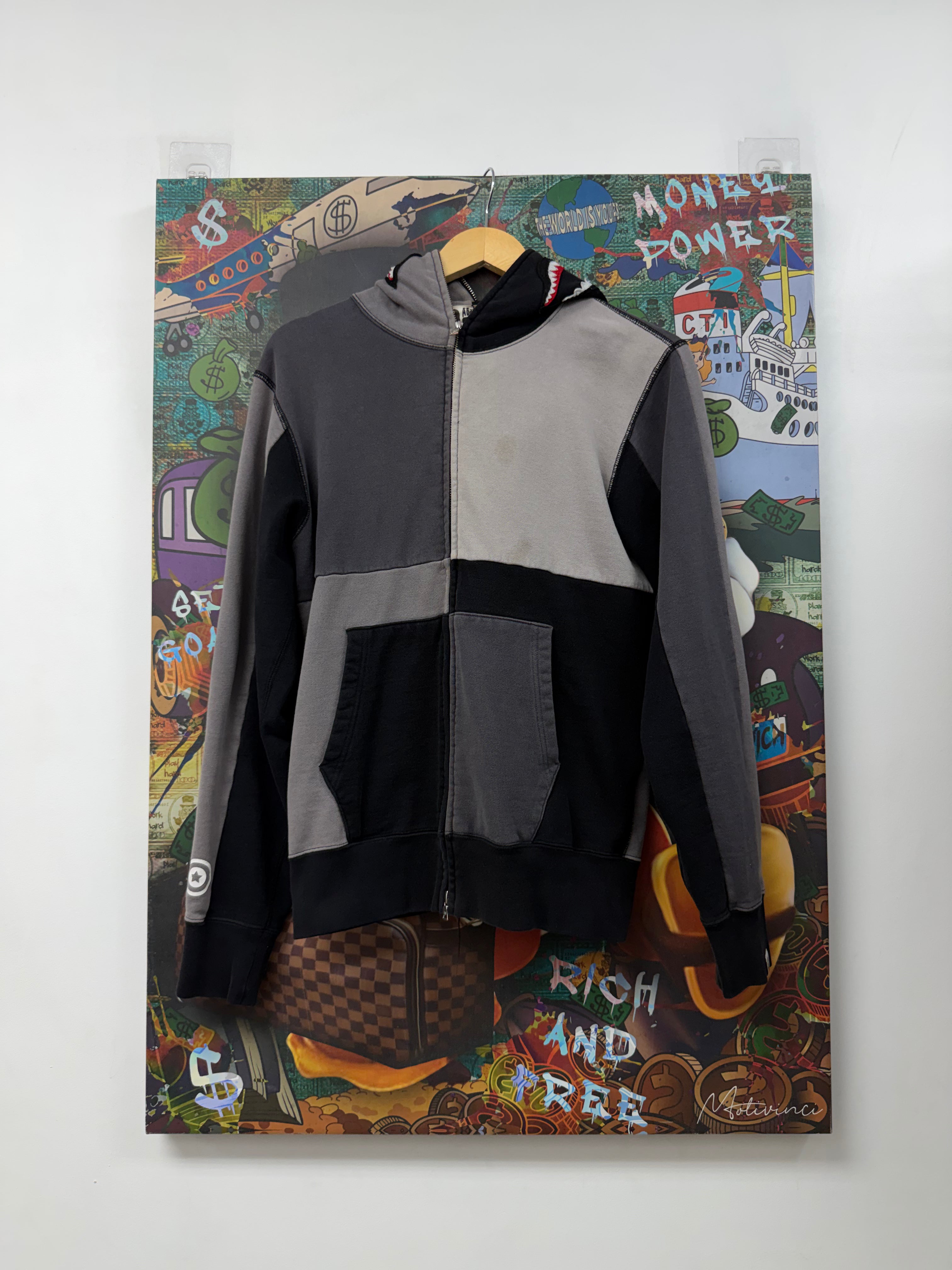 BAPE Black Grey Split Zip Up