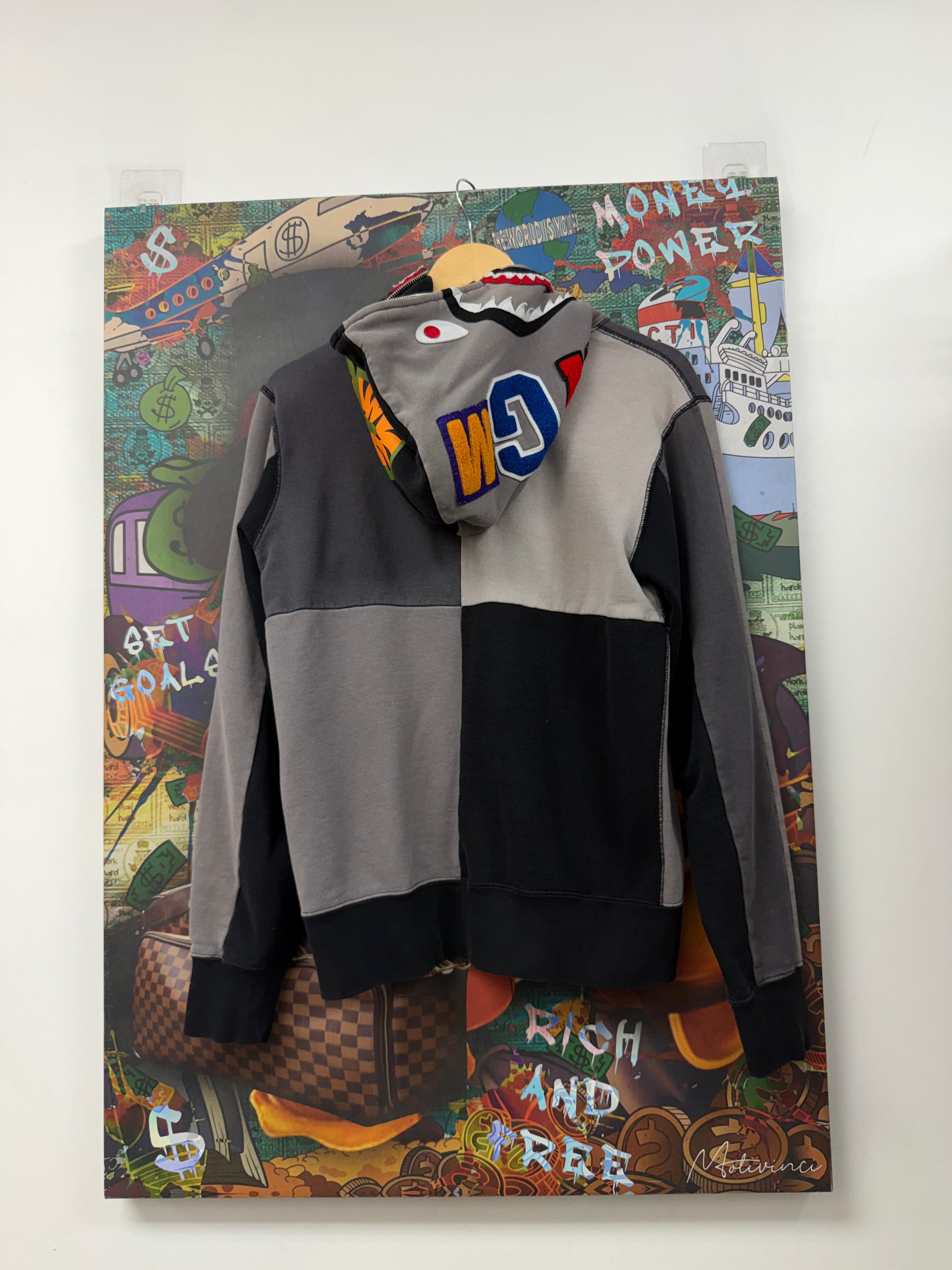 BAPE Black Grey Split Zip Up