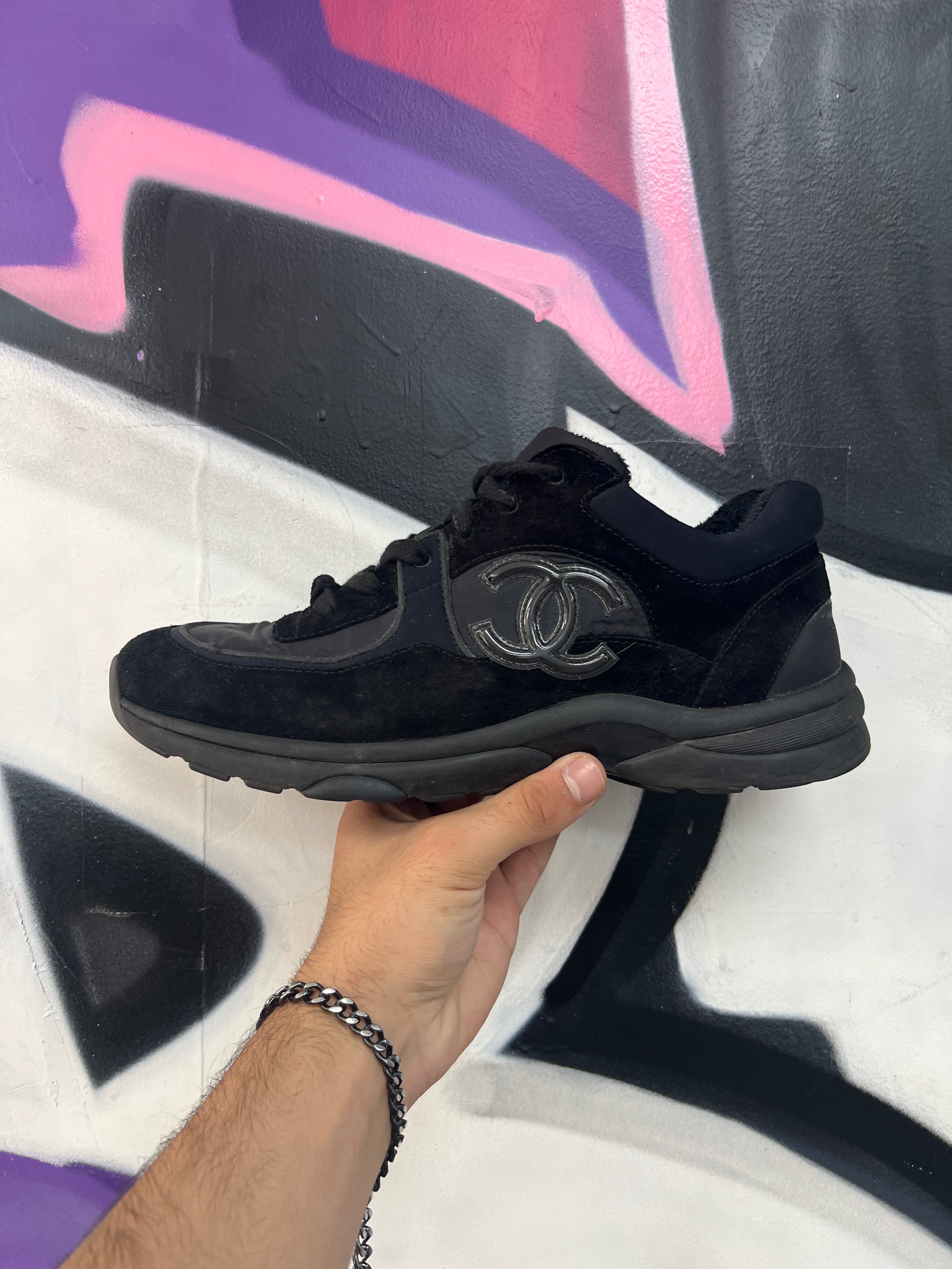 Chanel Black CC Logo Runner Sneakers